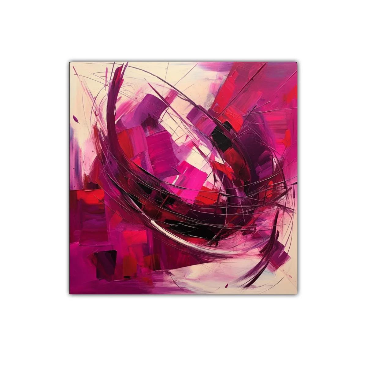 Cuadro abstracto en vibrantes tonos rosas y rojos