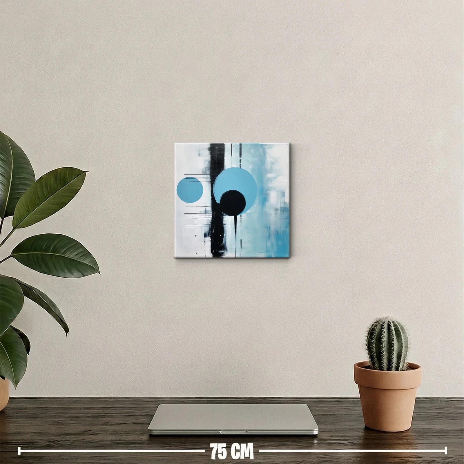 Composición Abstracta con Círculos en Tonos Azules y Negros — miniatura 2