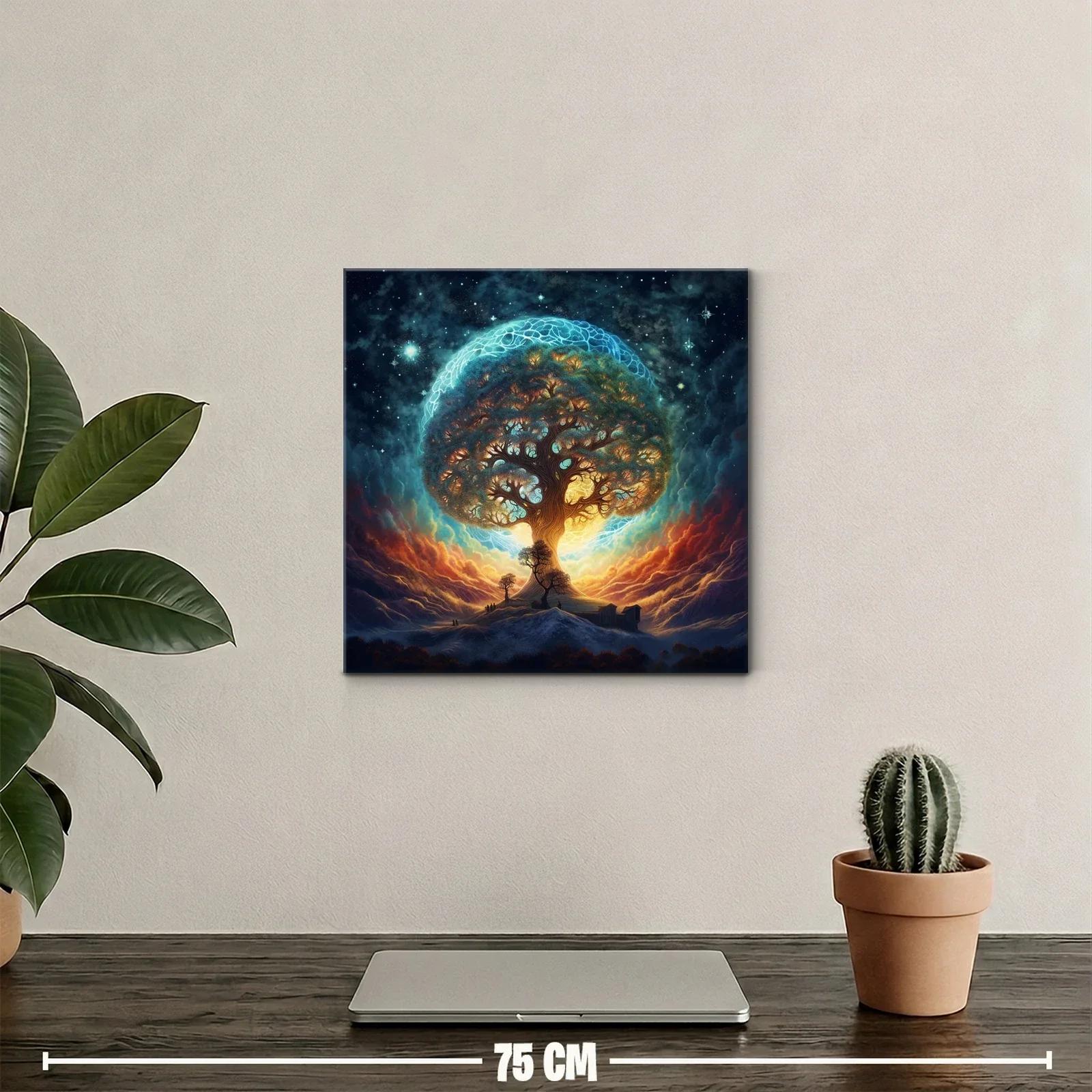 Árbol de la vida iluminado en cielo estrellado místico — miniatura 2