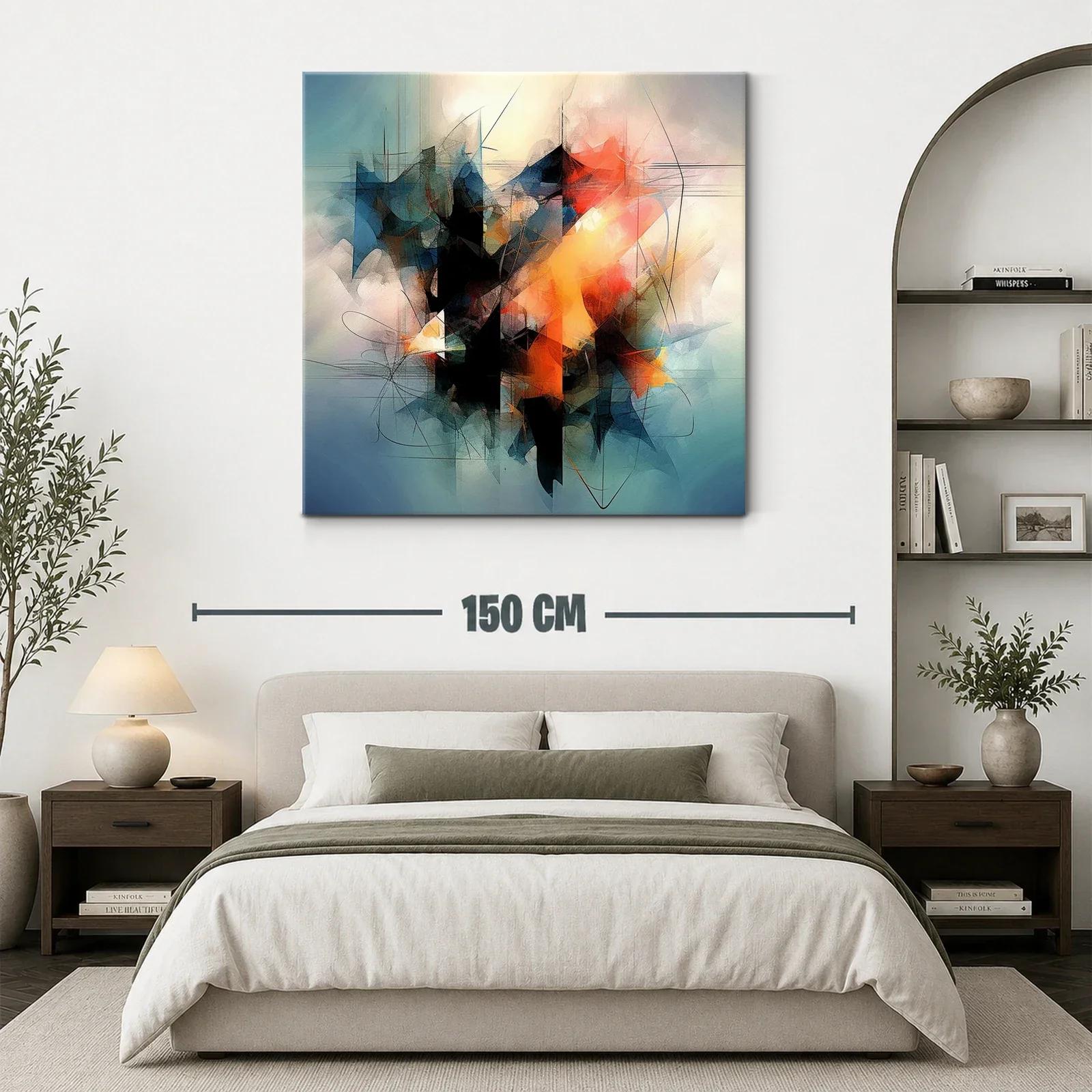 Composición abstracta con tonos cálidos y fríos vibrantes — miniatura 3