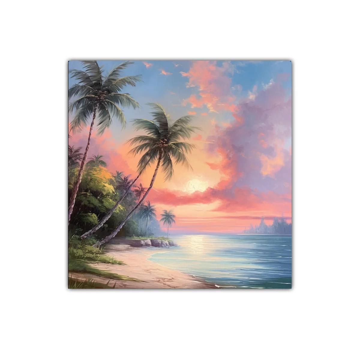 Atardecer tropical con palmeras junto al mar — imagen principal