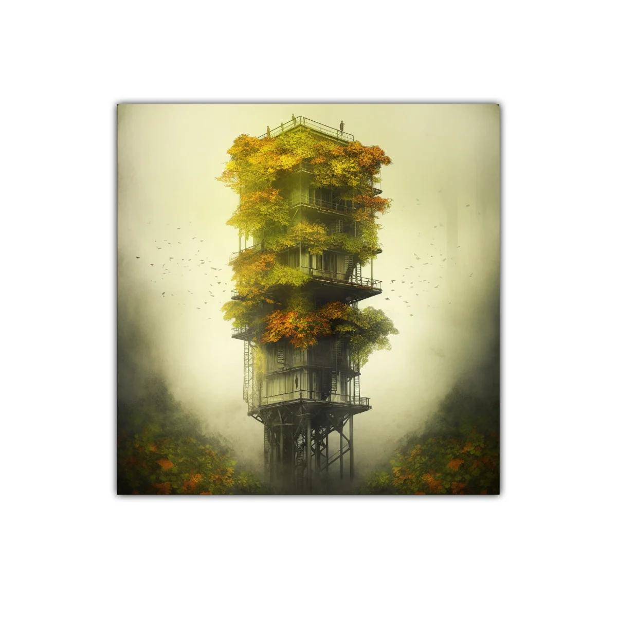 Torre mágica envuelta en follaje otoñal y misterio — imagen principal