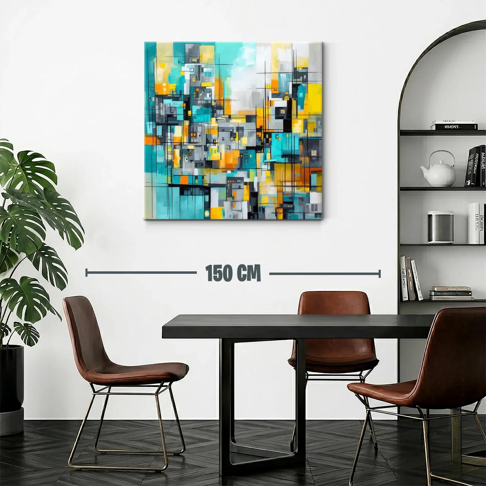 Composición abstracta con tonos vibrantes y líneas geométricas — miniatura 2