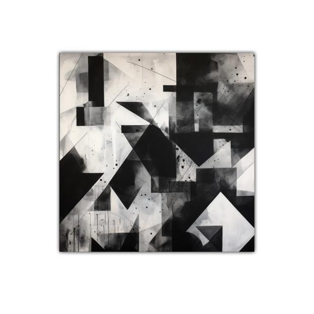 Composición abstracta en blanco y negro geométrica y moderna