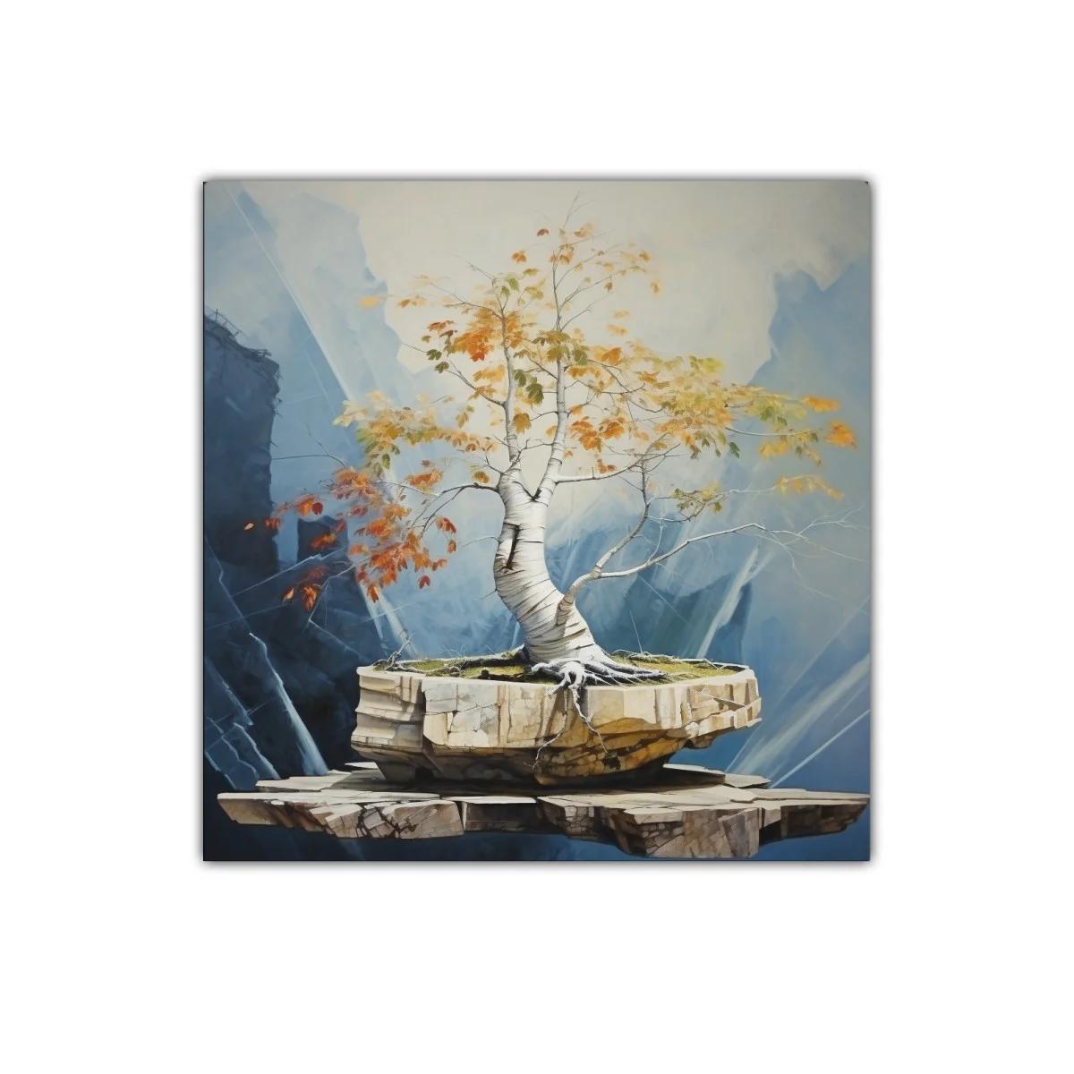 Árbol solitario en roca flotante con tonos otoñales — miniatura 1