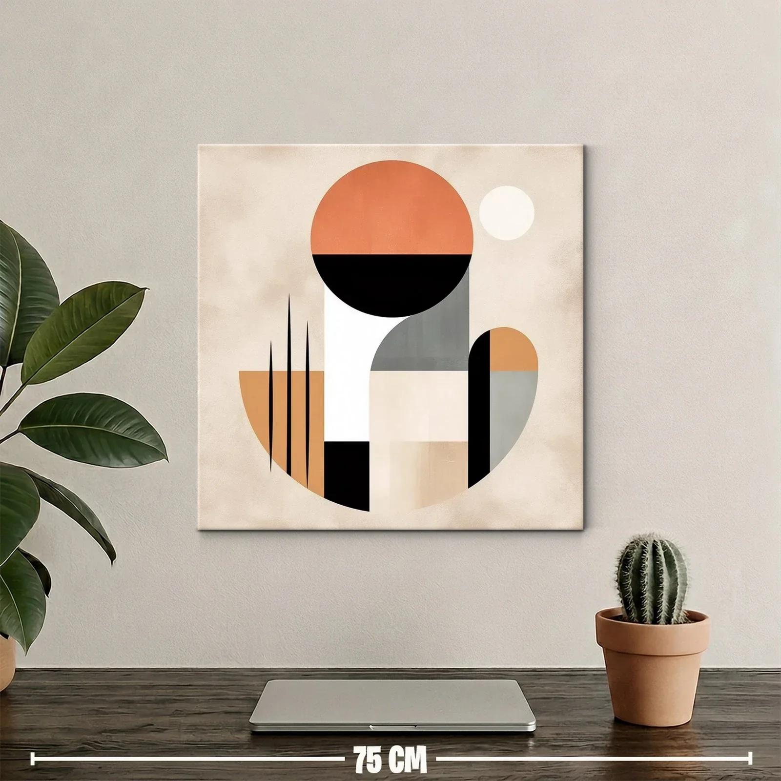 Cuadro abstracto con formas geométricas y tonos cálidos — miniatura 2