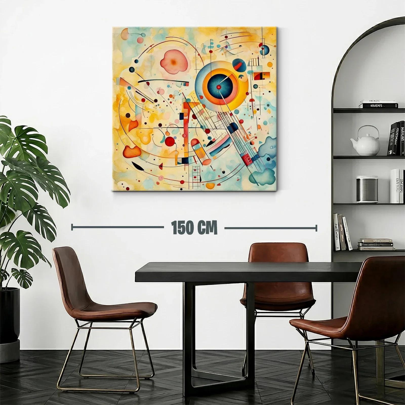 Cuadro abstracto con formas circulares y líneas dinámicas — miniatura 2