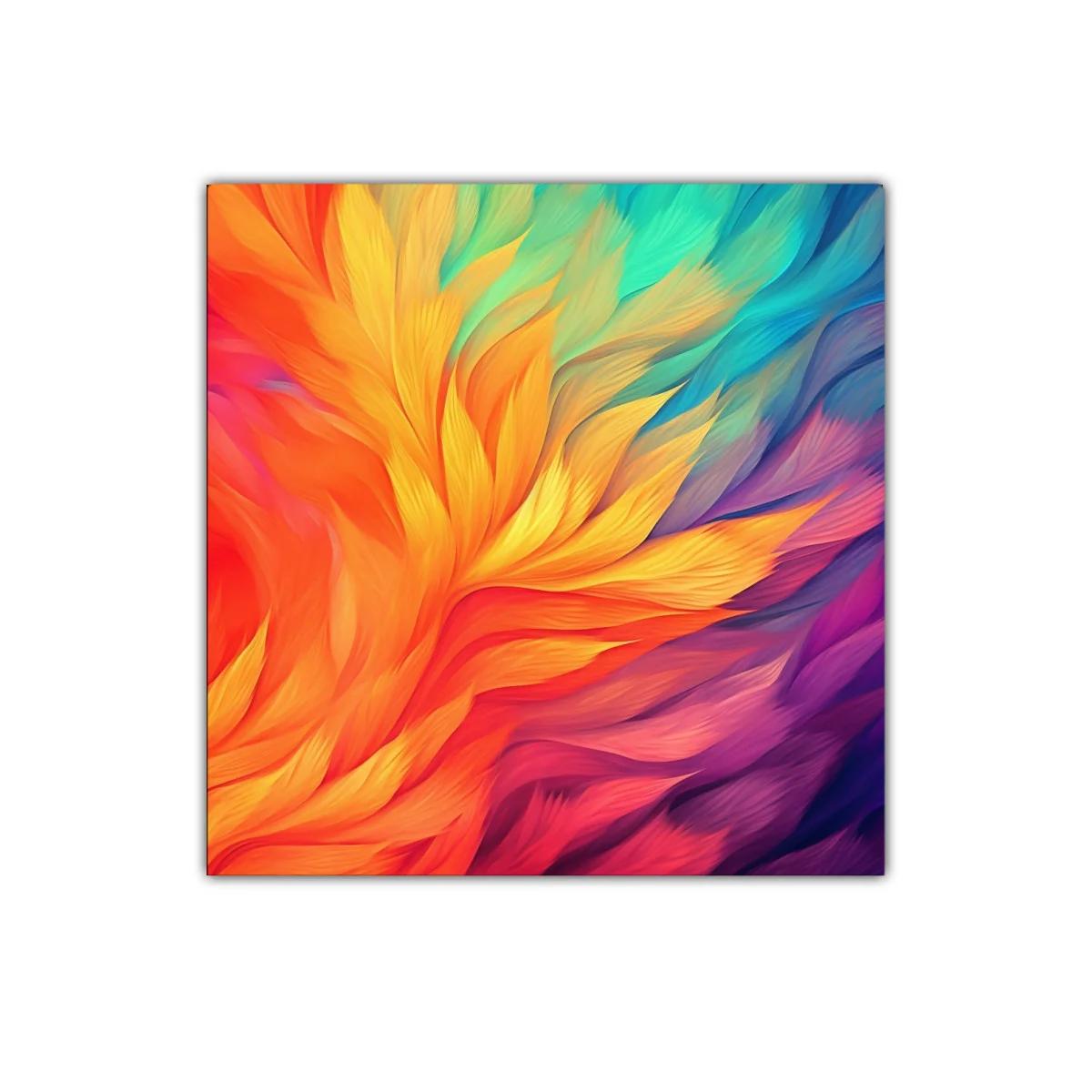 Cuadro abstracto en vibrantes tonos cálidos y fríos — imagen principal