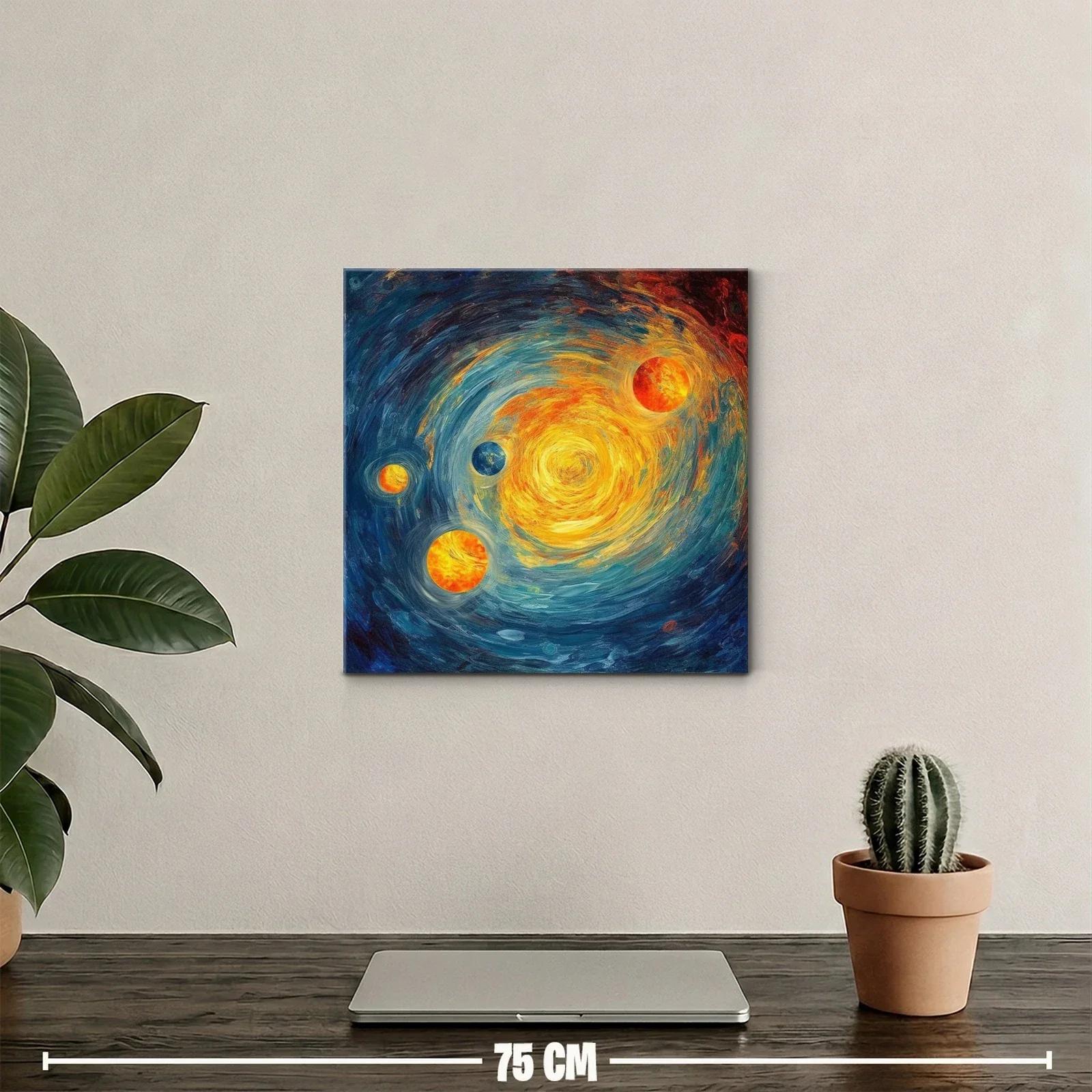 Galaxia vibrante con planetas iluminados y remolinos cósmicos — miniatura 2