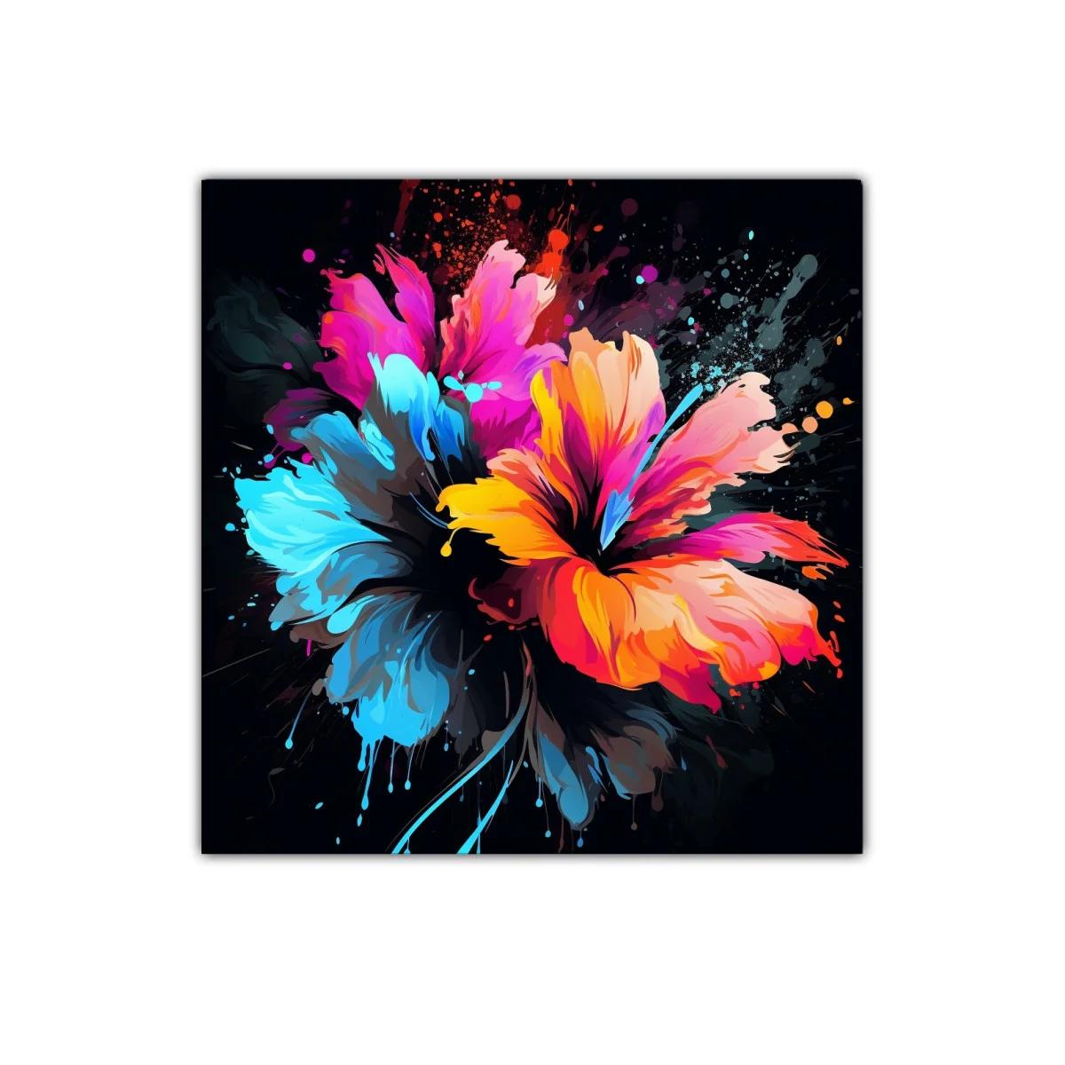 Cuadro flores vibrantes en explosión de color y movimiento — imagen principal