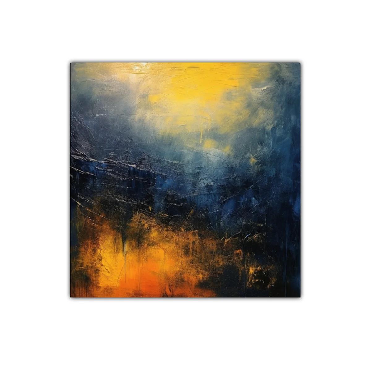 Cuadro abstracto con tonos cálidos y fríos vibrantes — imagen principal