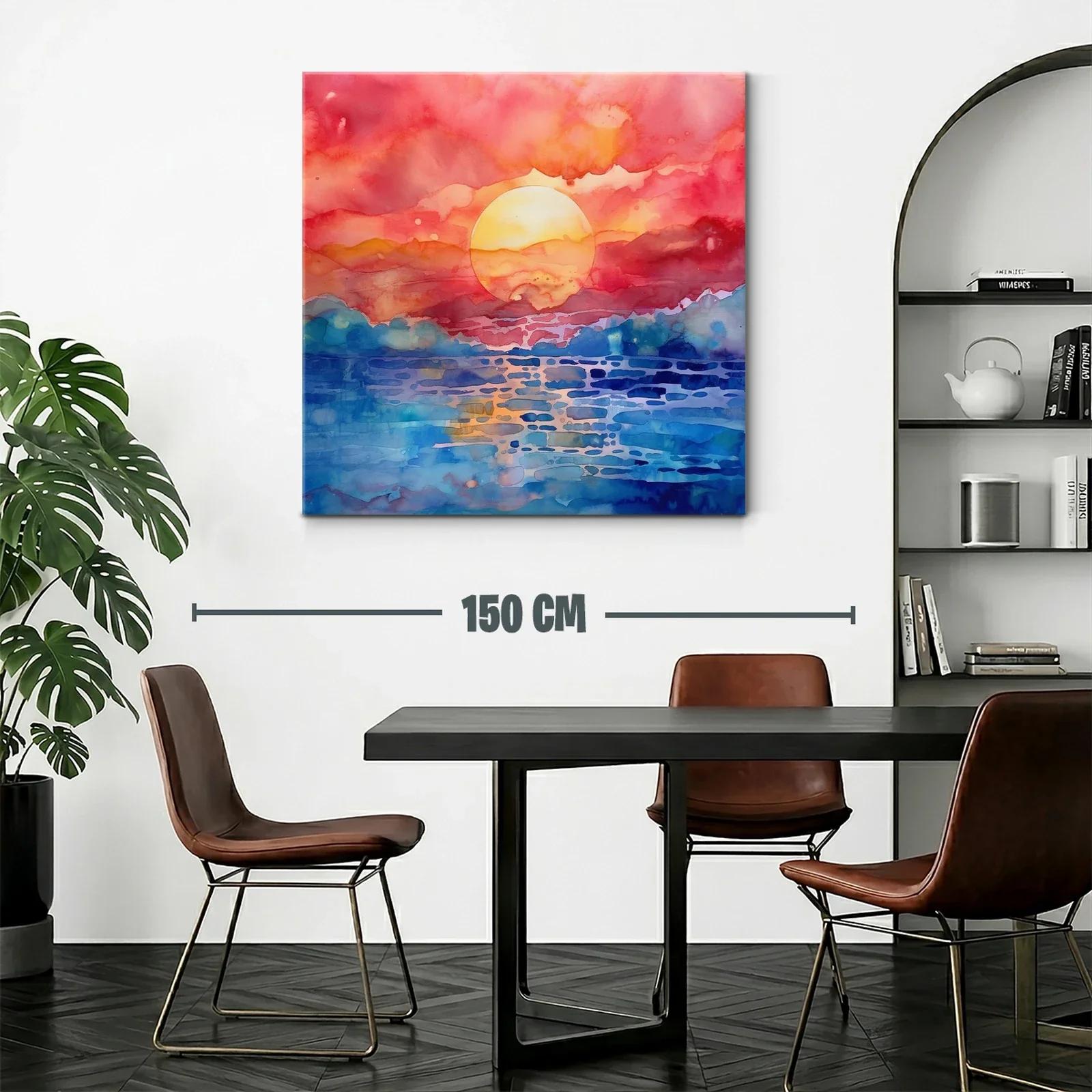 Atardecer vibrante con cielo anaranjado y mar azul — miniatura 2