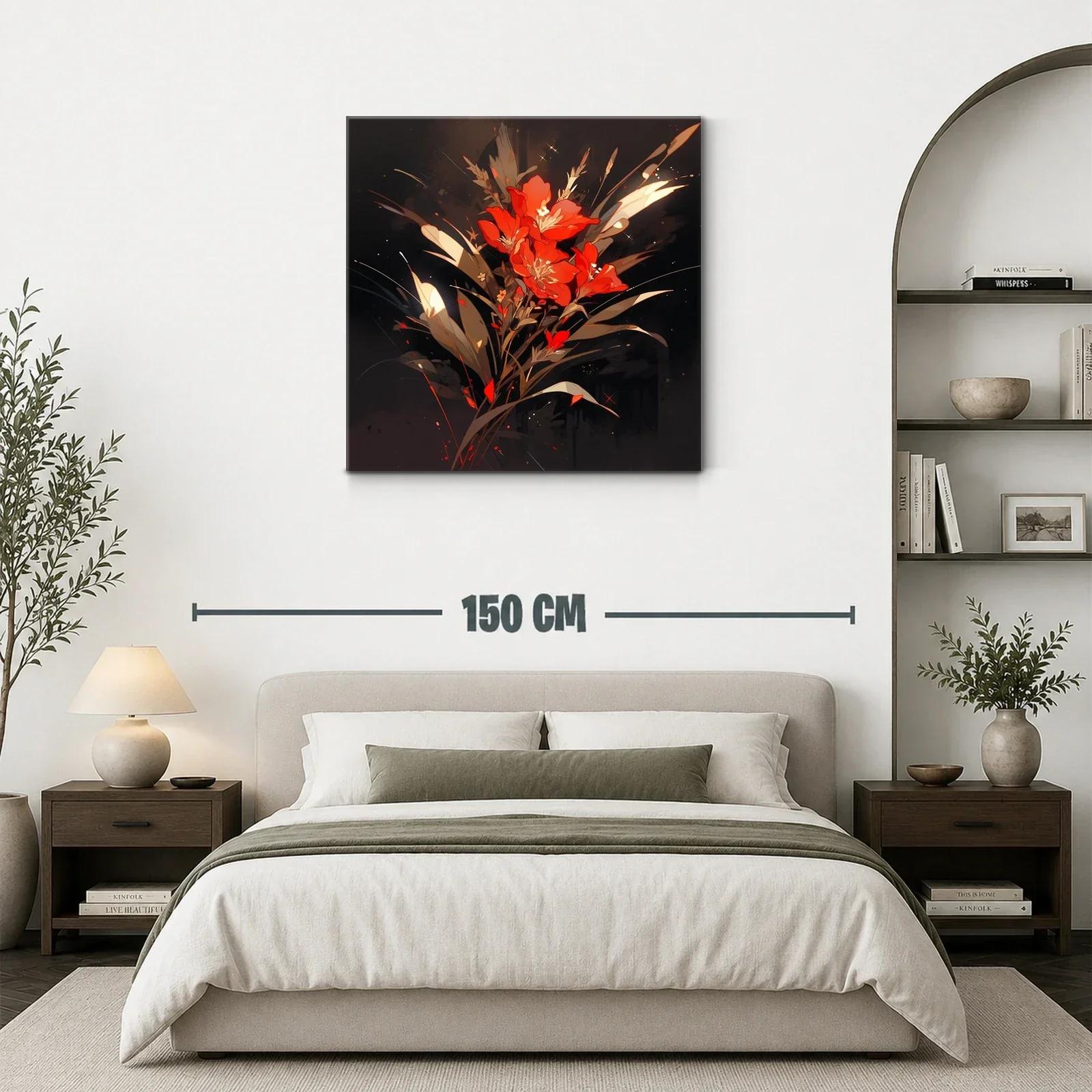 Ramo vibrante de flores rojas con fondo oscuro elegante — miniatura 3