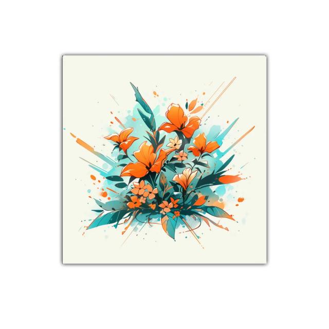 Composición vibrante de flores en tonos naranjas y verdes