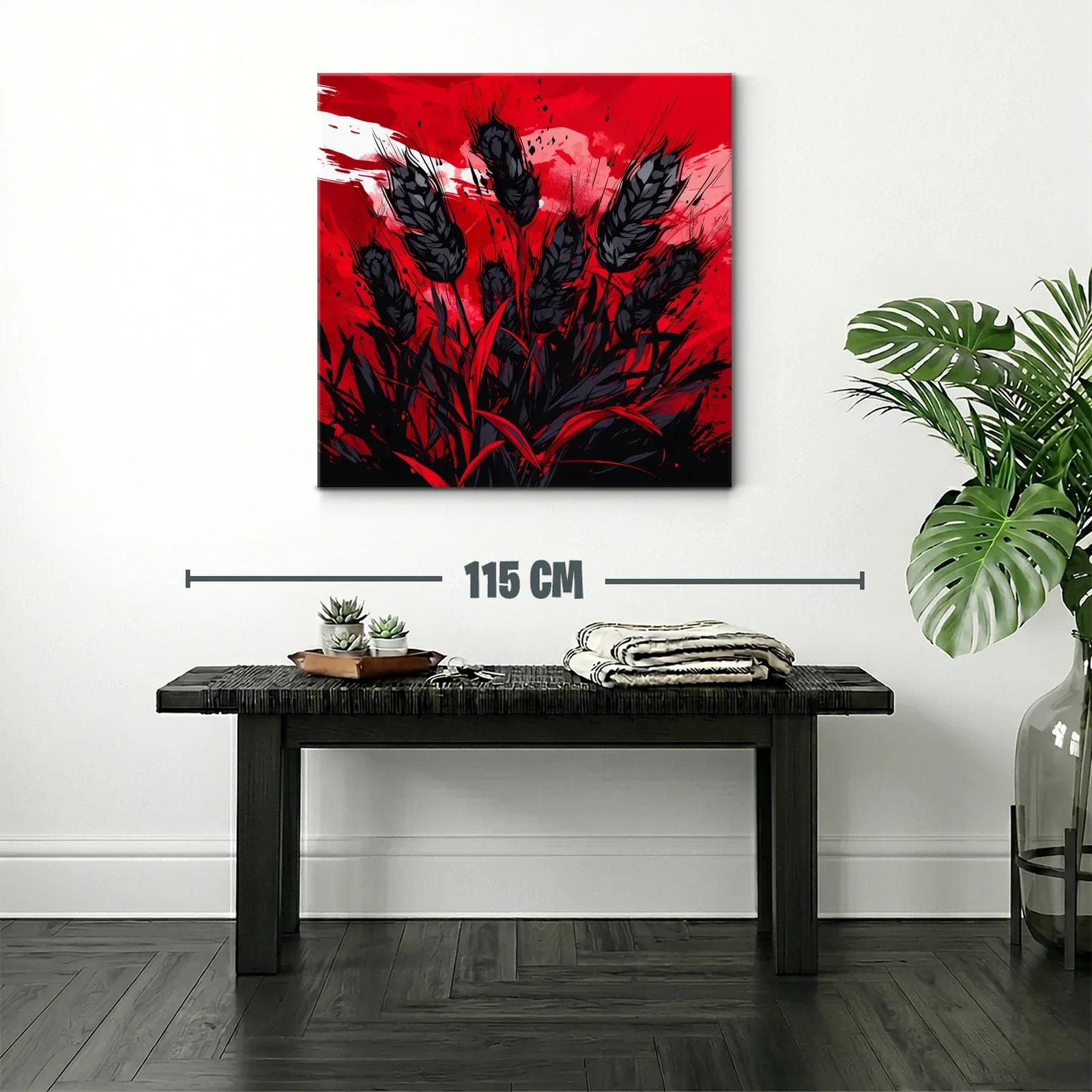 Impactante composición floral en rojo y negro vibrante — miniatura 2