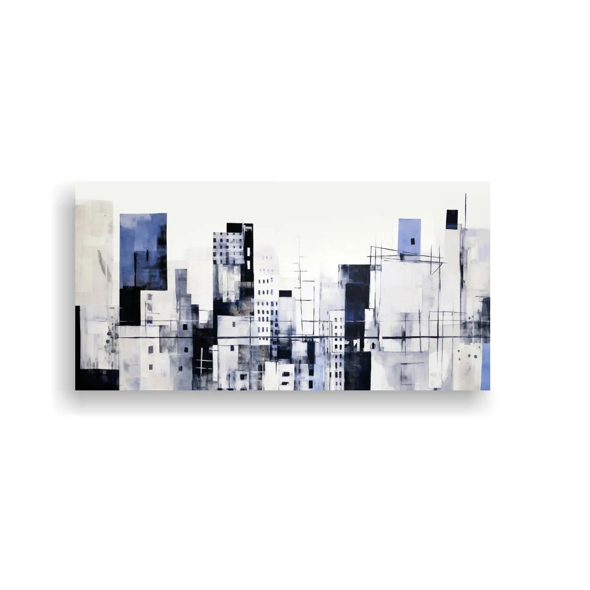Cuadro skyline urbano abstracto con volúmenes superpuestos — imagen principal