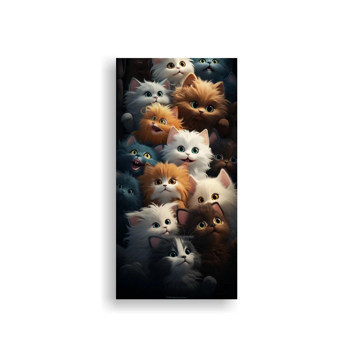 Cuadro grupo de gatitos de ojos grandes y pelaje esponjoso — imagen principal