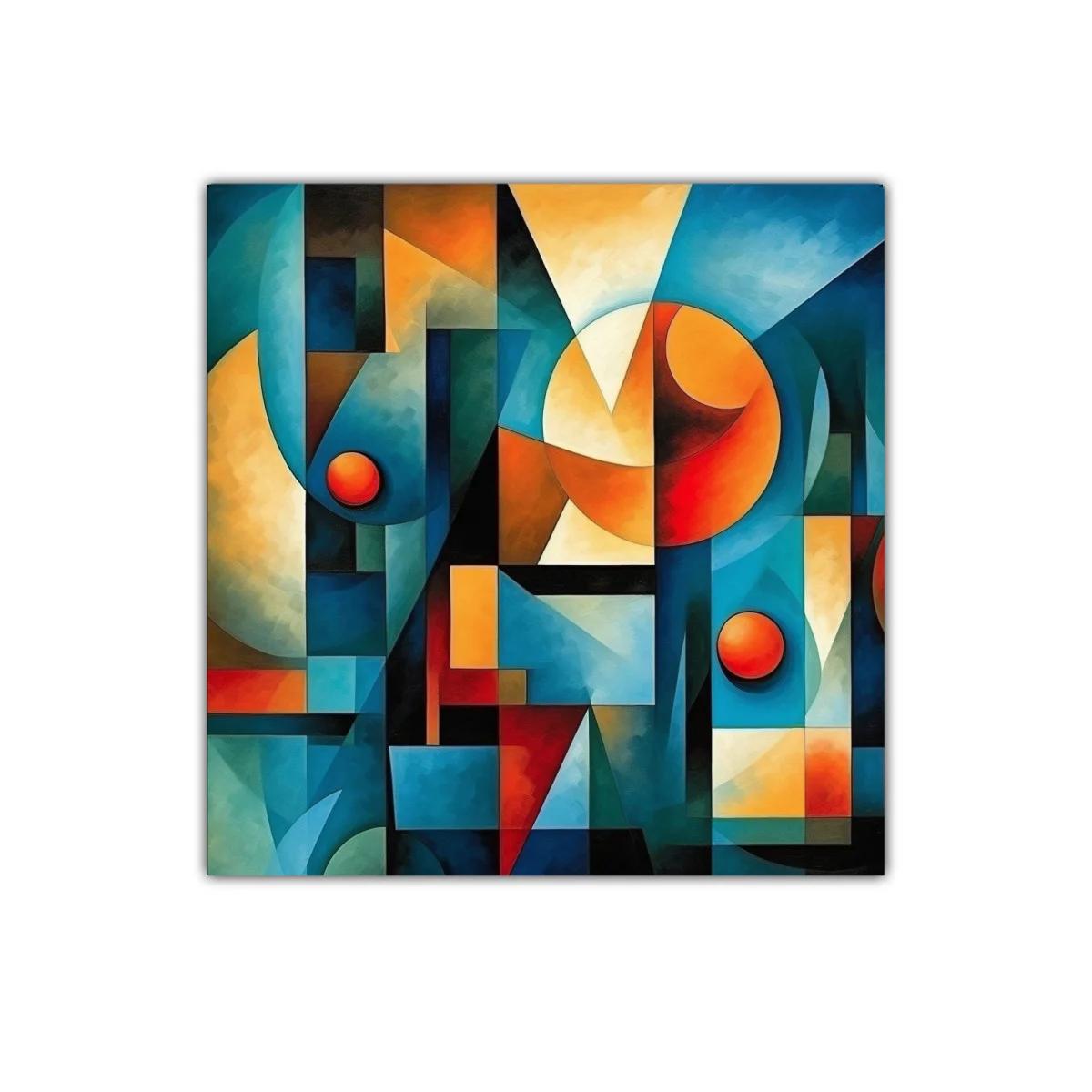 Composición abstracta con formas geométricas y colores vivos