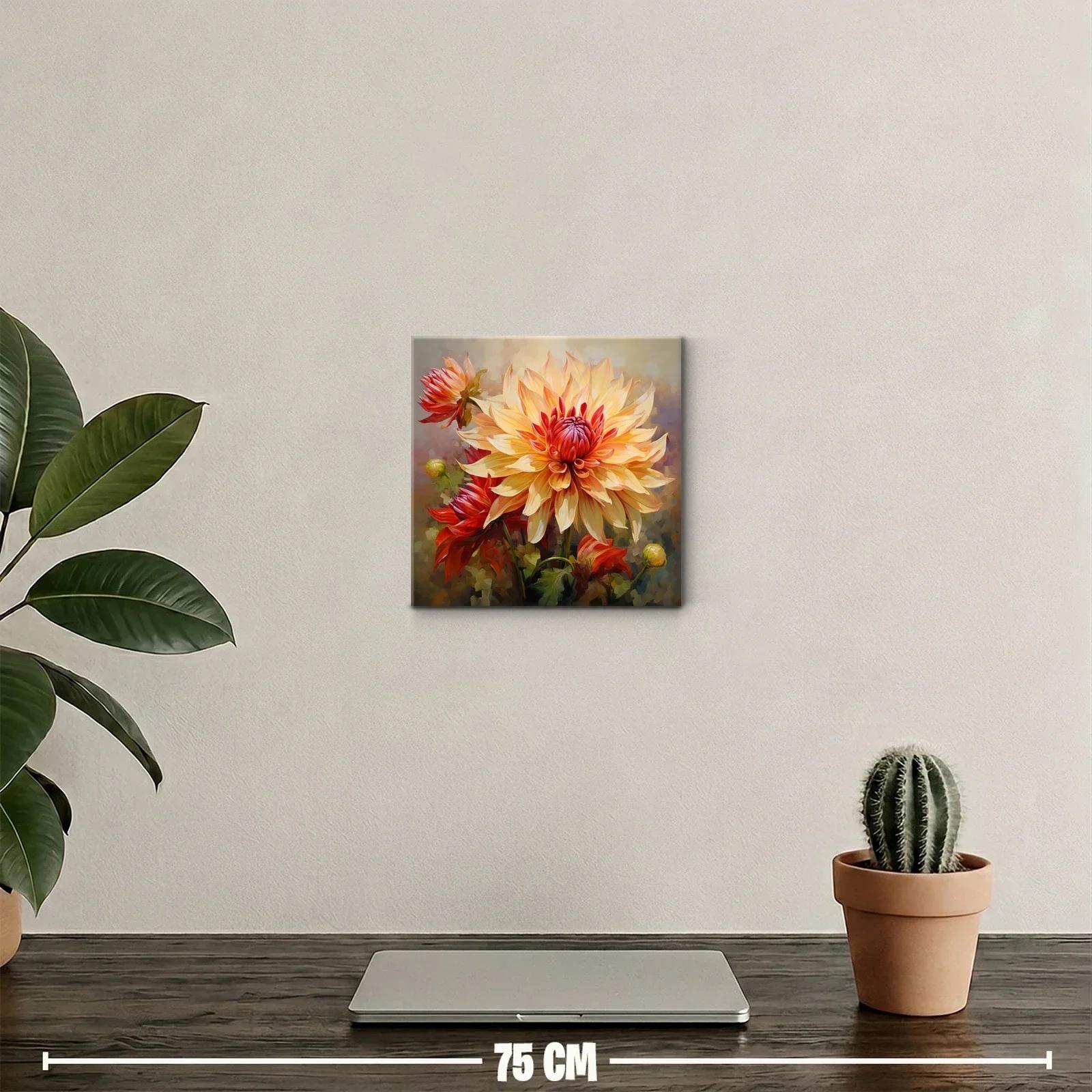 Cuadro decorativo con flor dahlia en tonos cálidos y vibrantes — miniatura 2