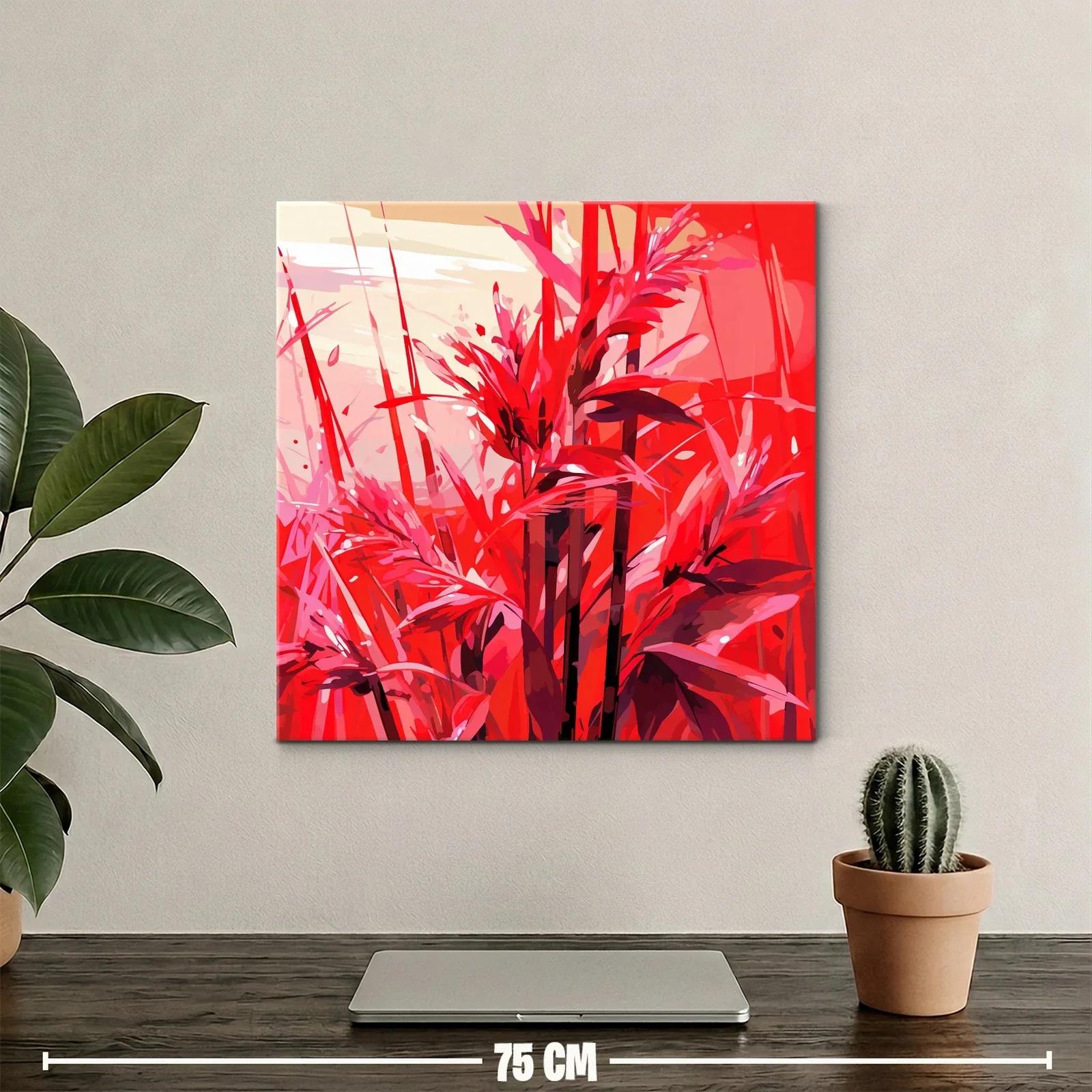 Cuadro floral vibrante con tonos rojos intensos — miniatura 2