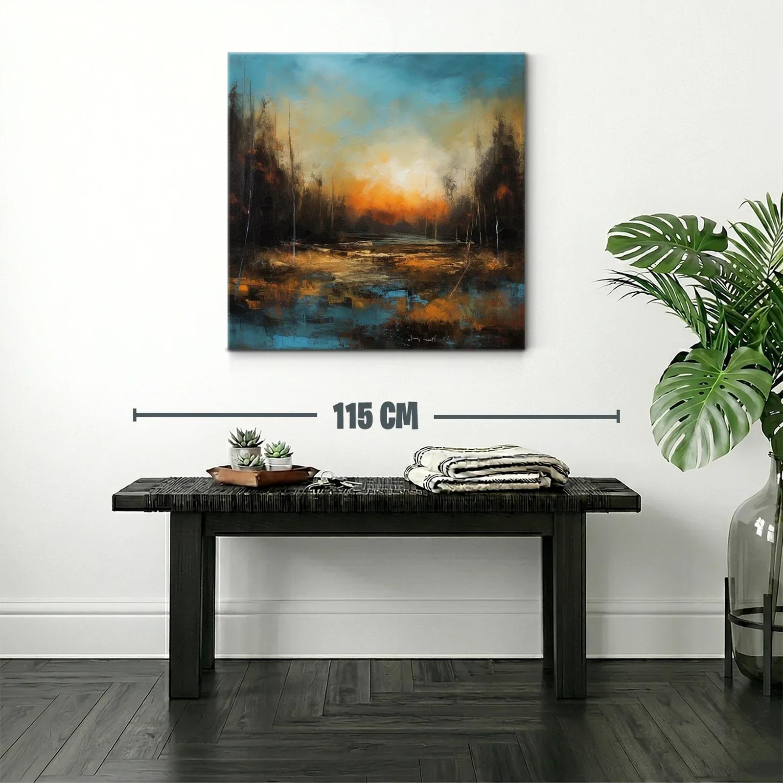 Paisaje abstracto con atardecer y tonos cálidos y fríos — miniatura 2