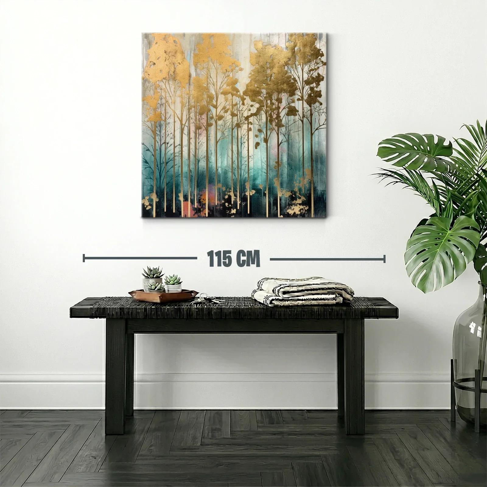 Bosque dorado entre tonalidades azul y rosa pastel — miniatura 2