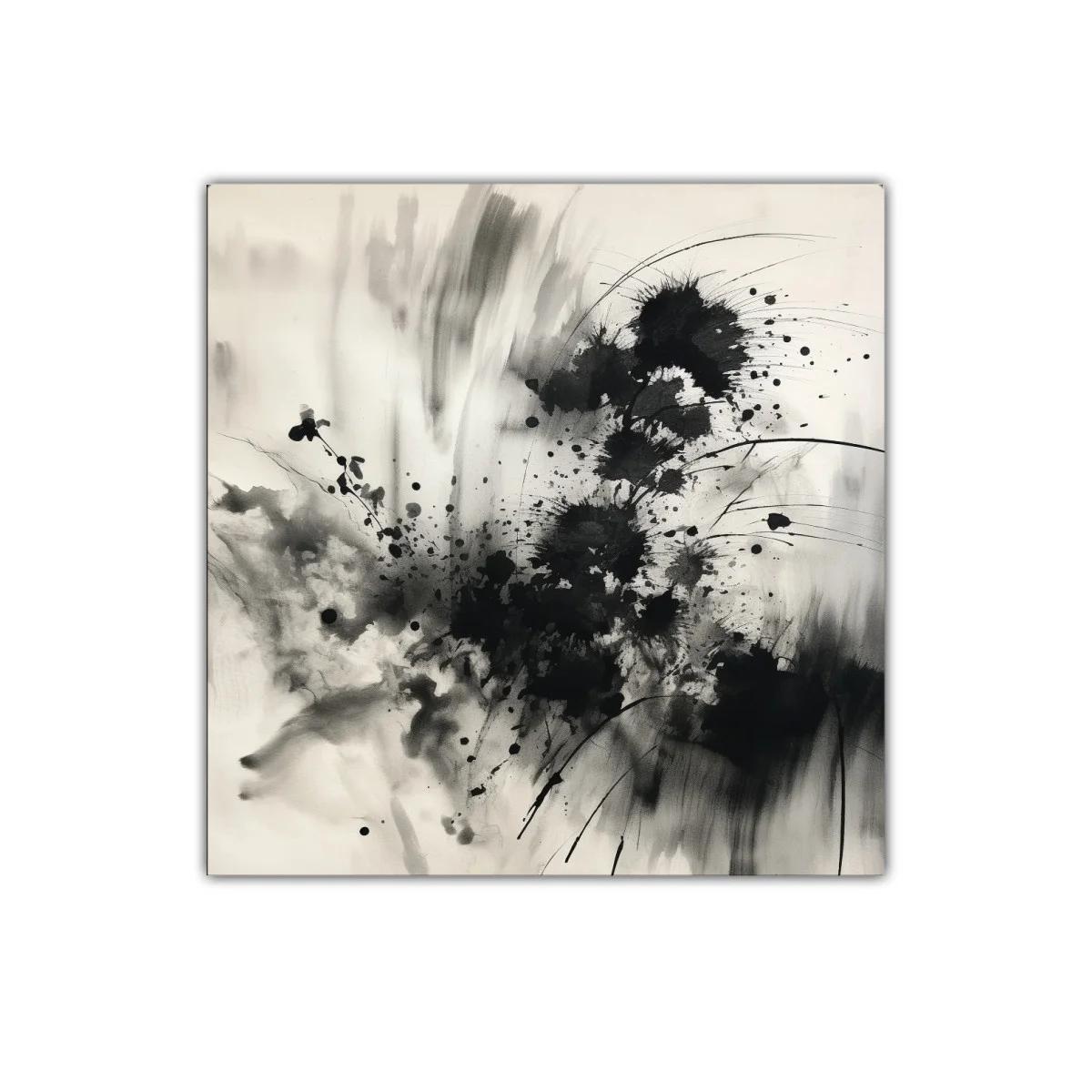 Composición abstracta en tonos negros y grises difuminados