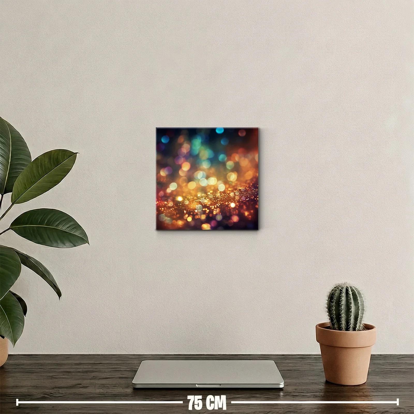 Cuadro abstracto de luces difusas en tonos cálidos y fríos — miniatura 2