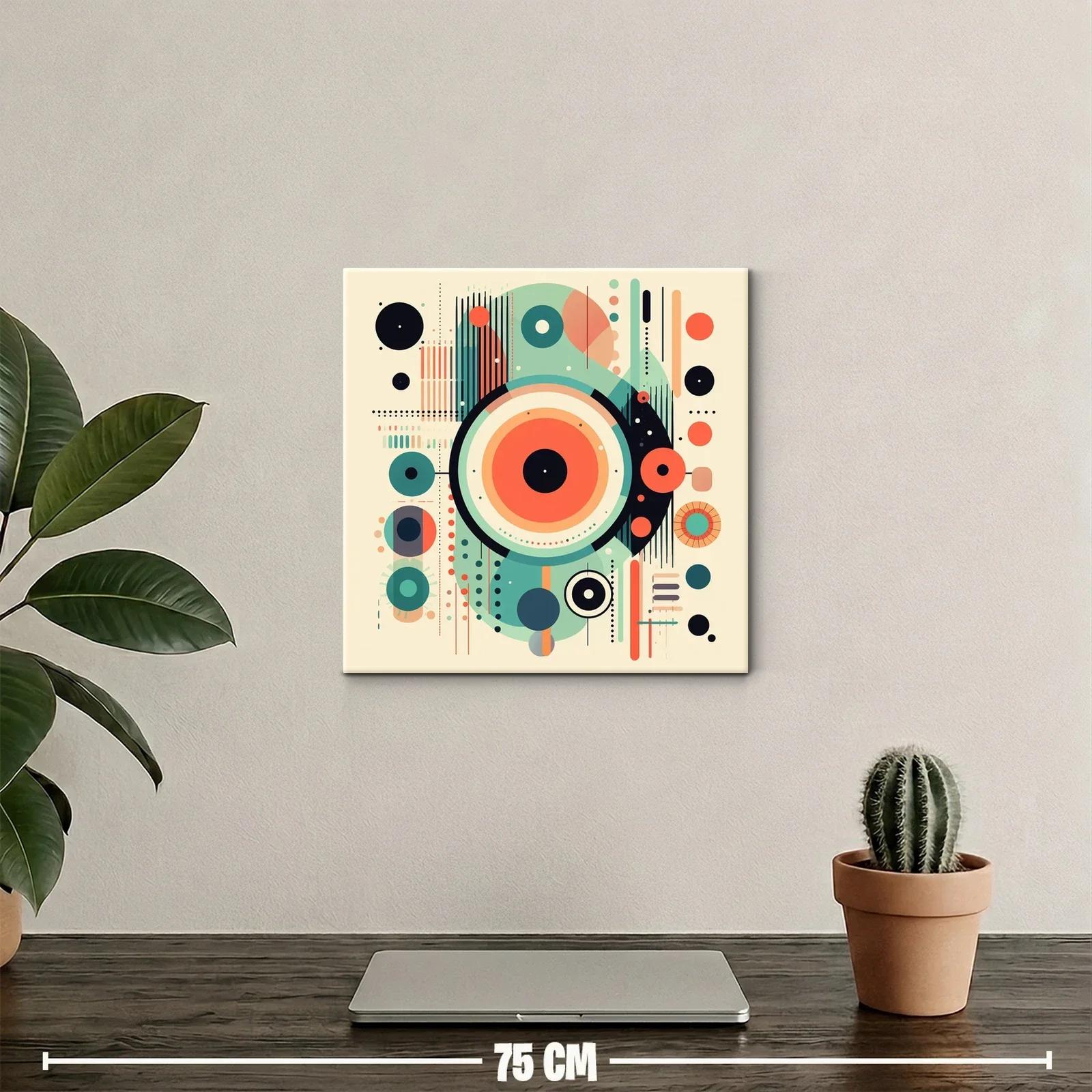 Cuadro Abstracto con Formas Circulares en Tonos Cálidos y Fríos — miniatura 2