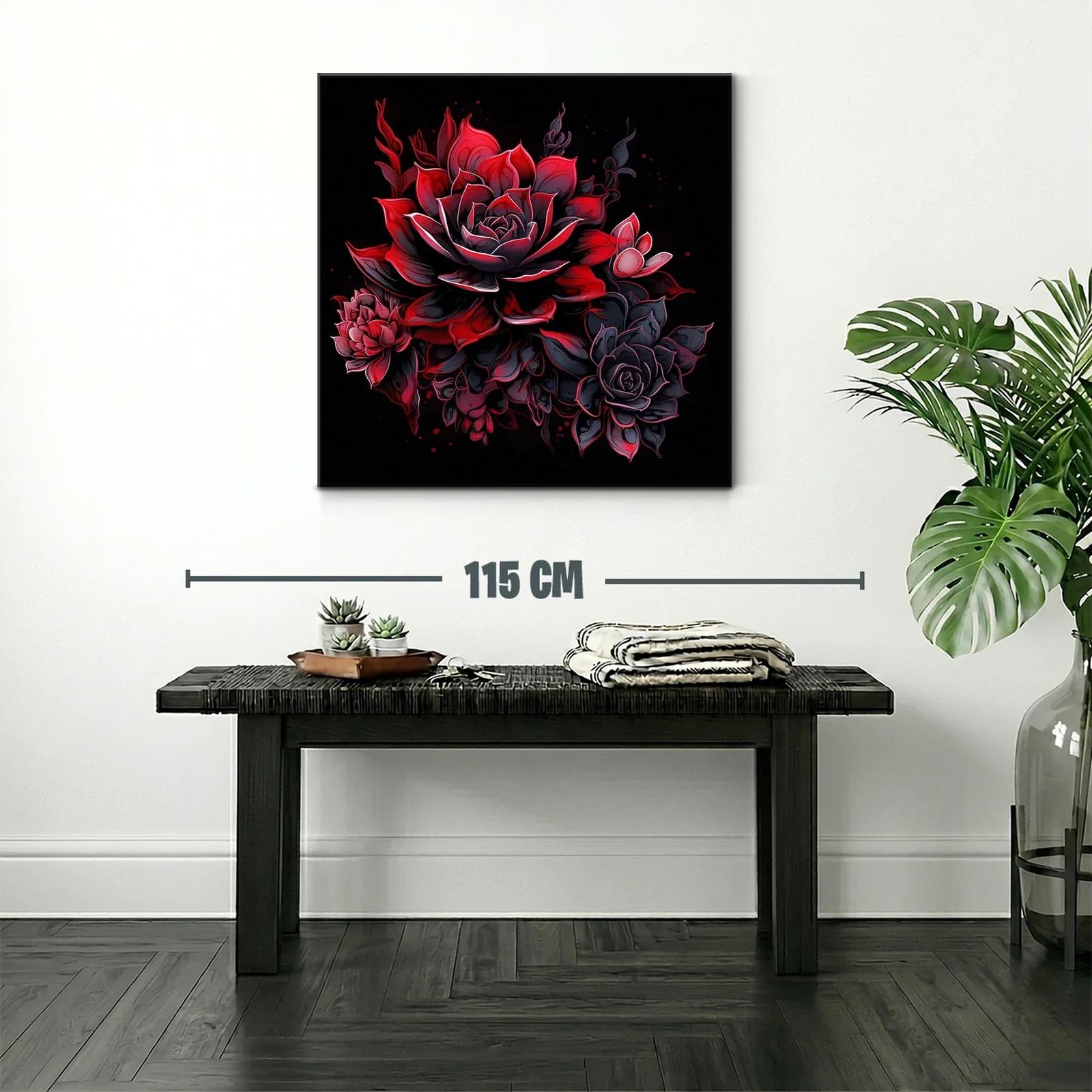 Ramo de flores vibrantes en tonos rojos y negros — miniatura 2