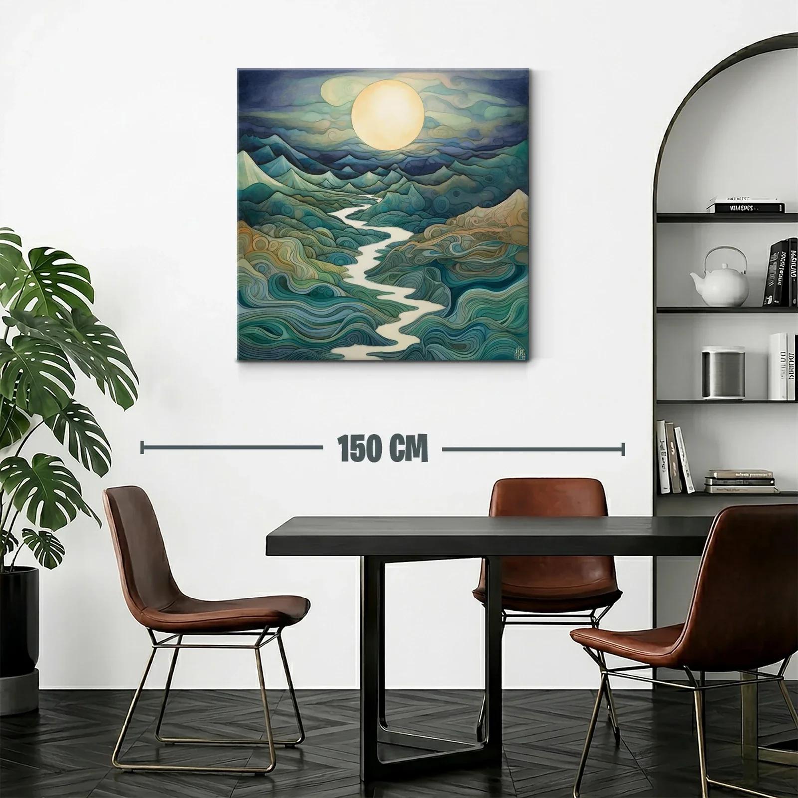 Paisaje onírico con río serpenteante bajo luna llena — miniatura 2