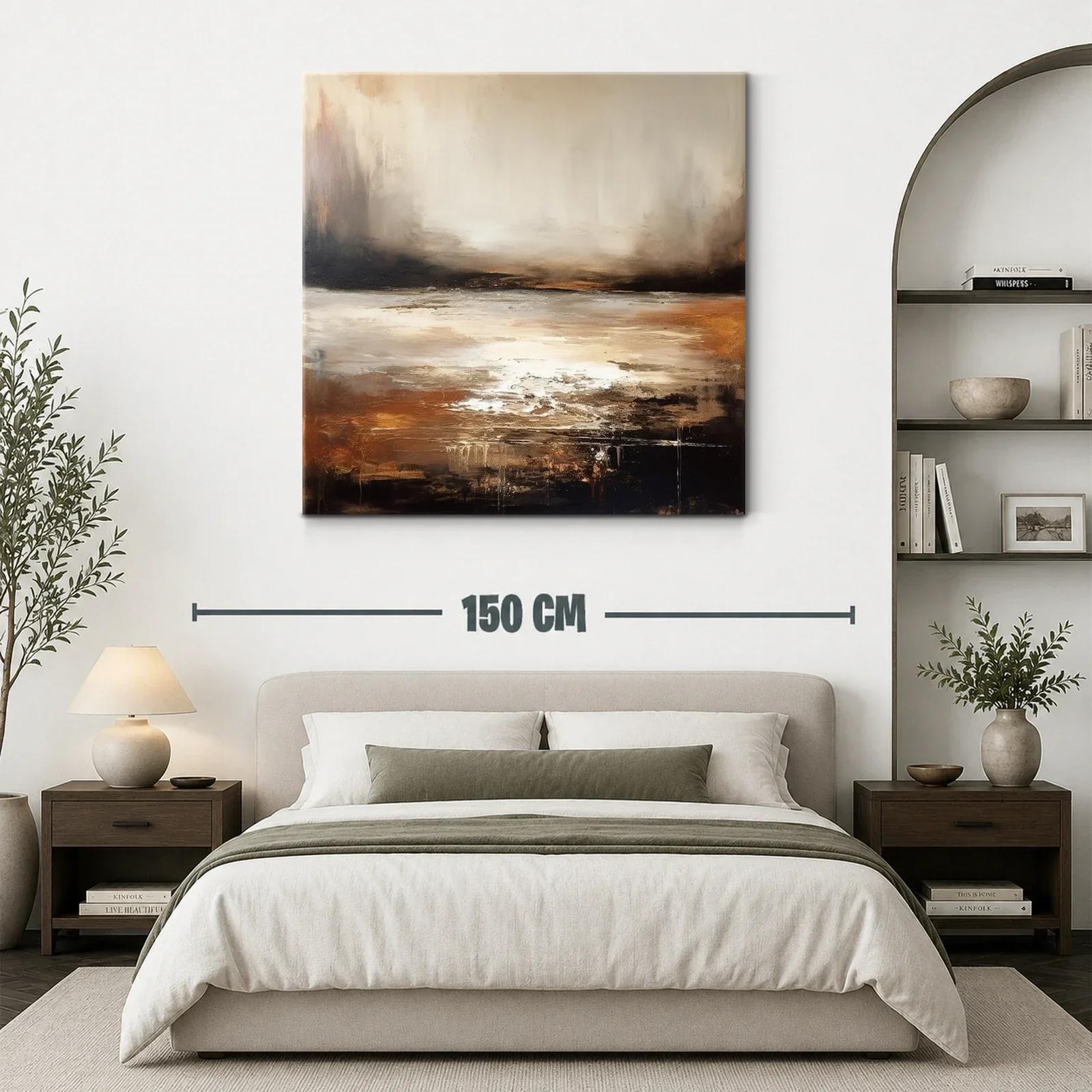 Cuadro abstracto con tonos tierra y atmósfera envolvente — miniatura 3
