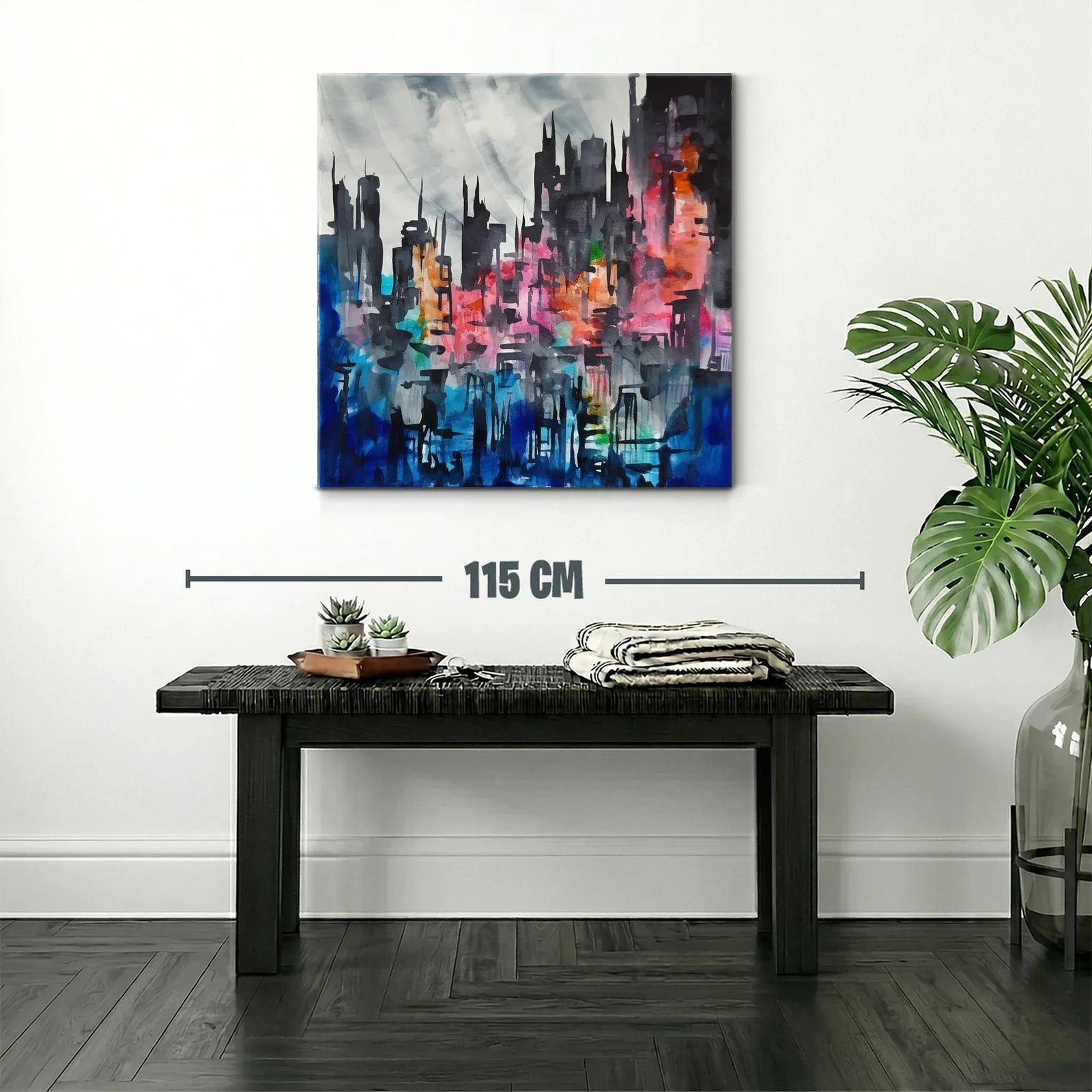 Ciudad abstracta con tonos vibrantes y contrastes intensos — miniatura 2