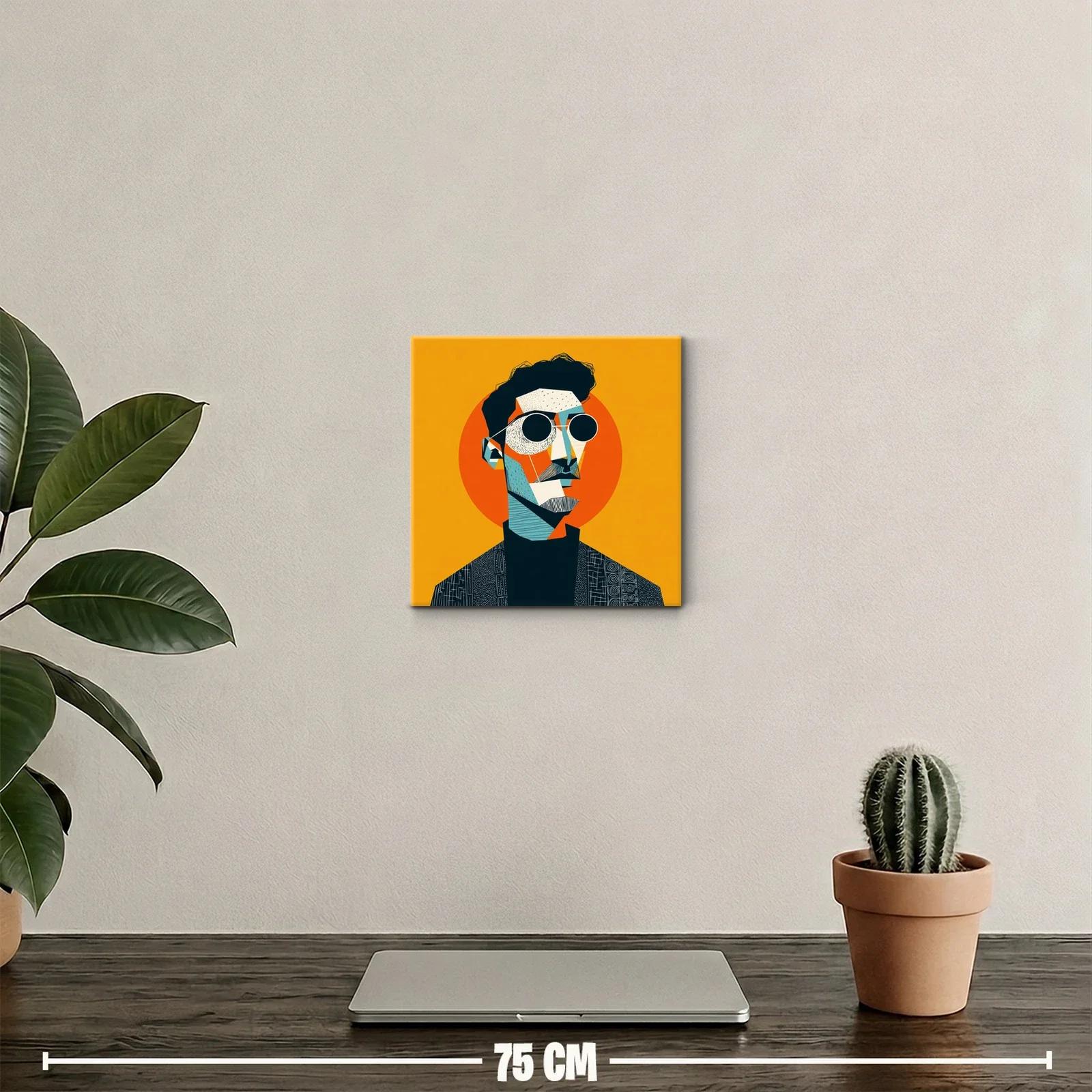 Retrato contemporáneo con toques geométricos y vibrantes — miniatura 2