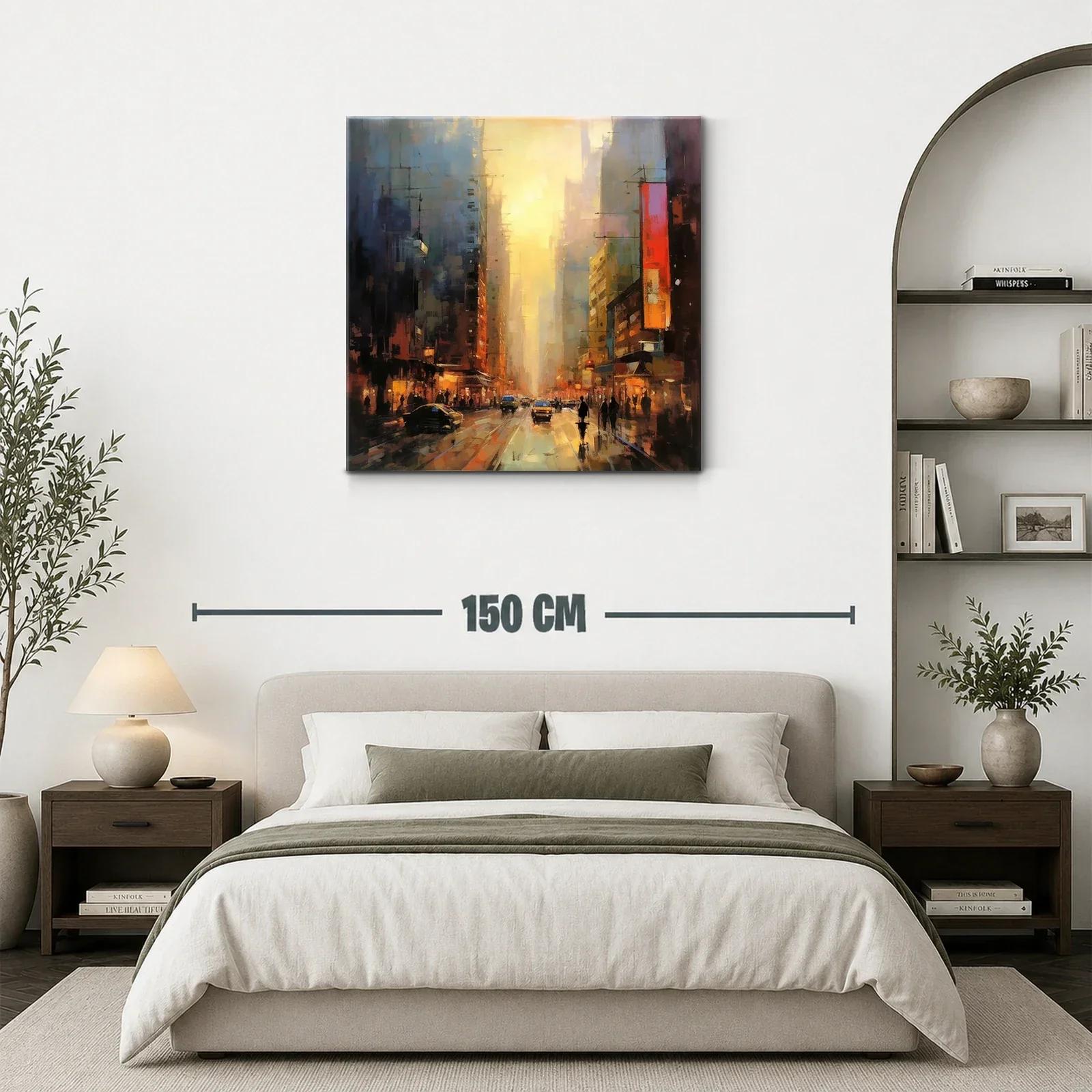 Atardecer urbano con luces cálidas en ciudad vibrante — miniatura 3