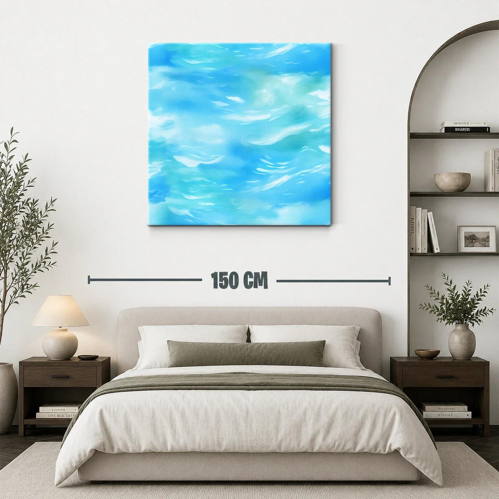 Cuadro Abstracto con Tonos Turquesa y Azules Suaves — miniatura 3