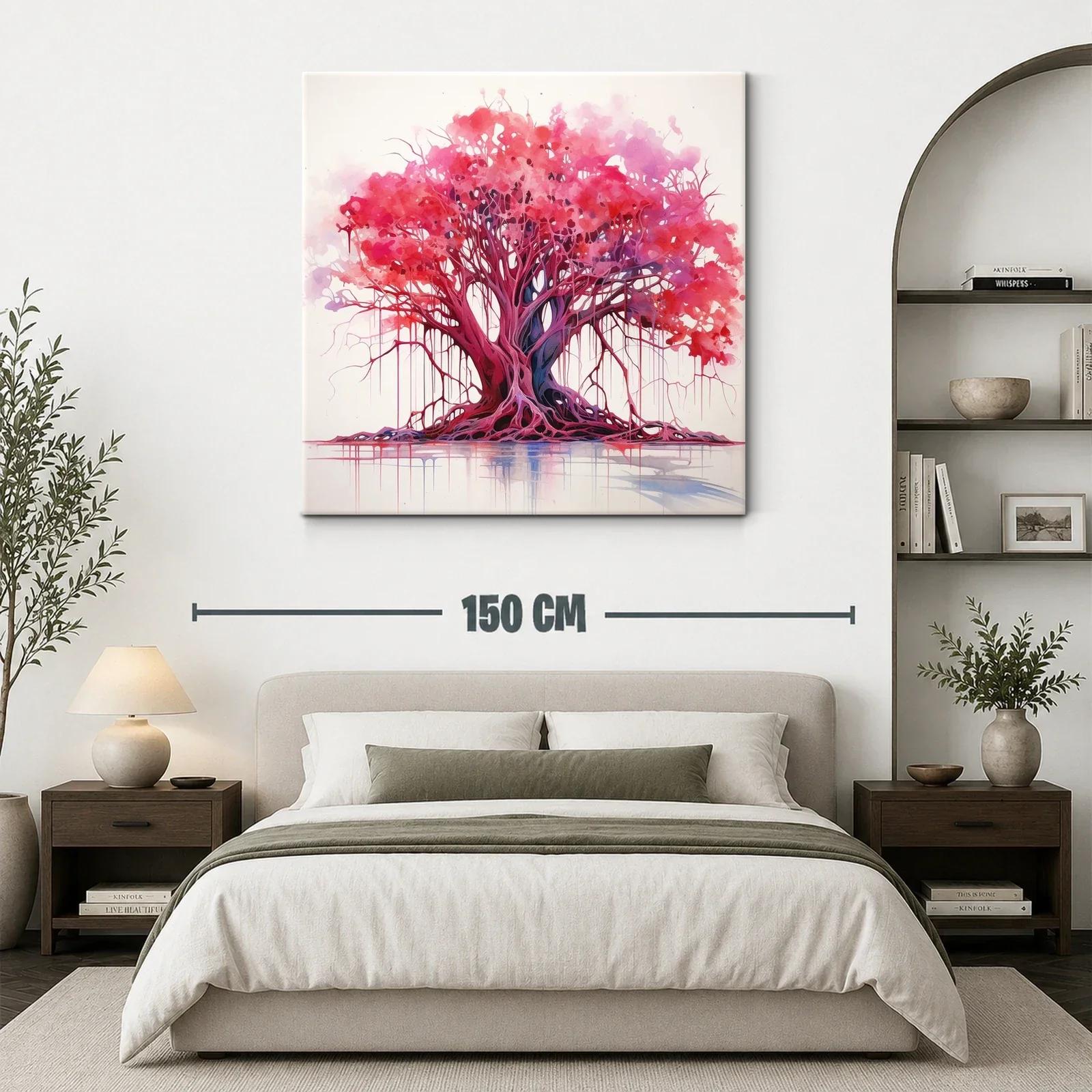 Árbol vibrante con tonos rojos y morados en composición fluida — miniatura 3