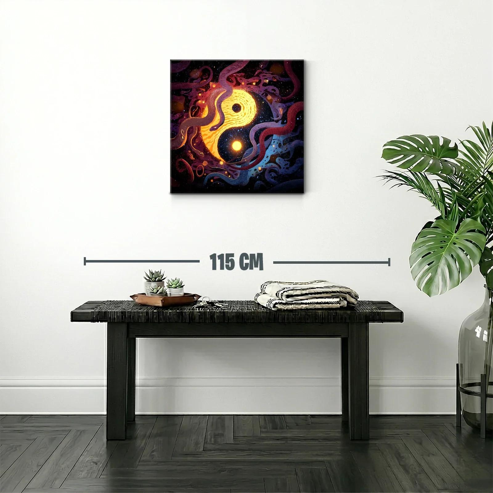 Yin Yang cósmico entre serpientes en galaxia vibrante — miniatura 2