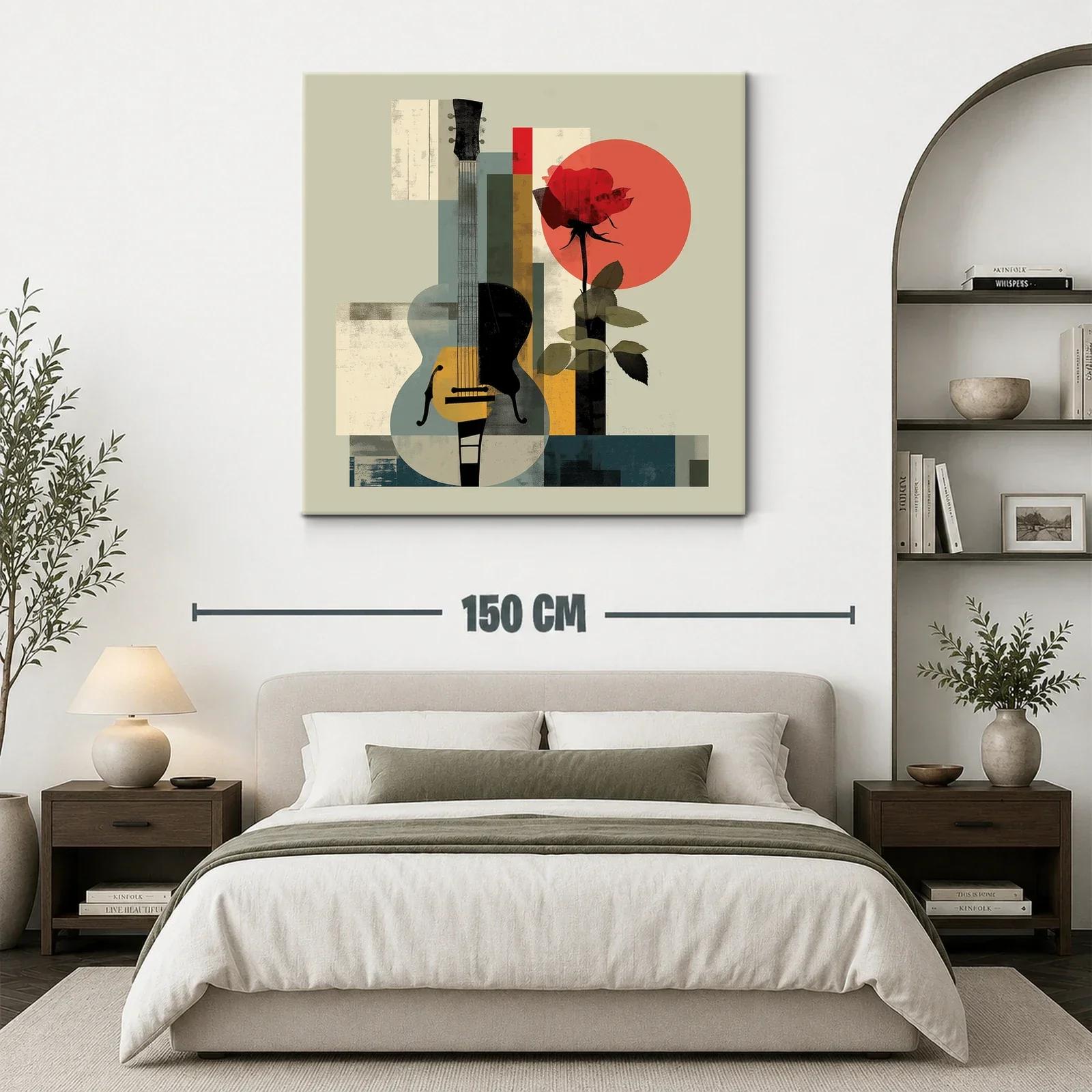Composición abstracta con guitarra y rosa roja — miniatura 3