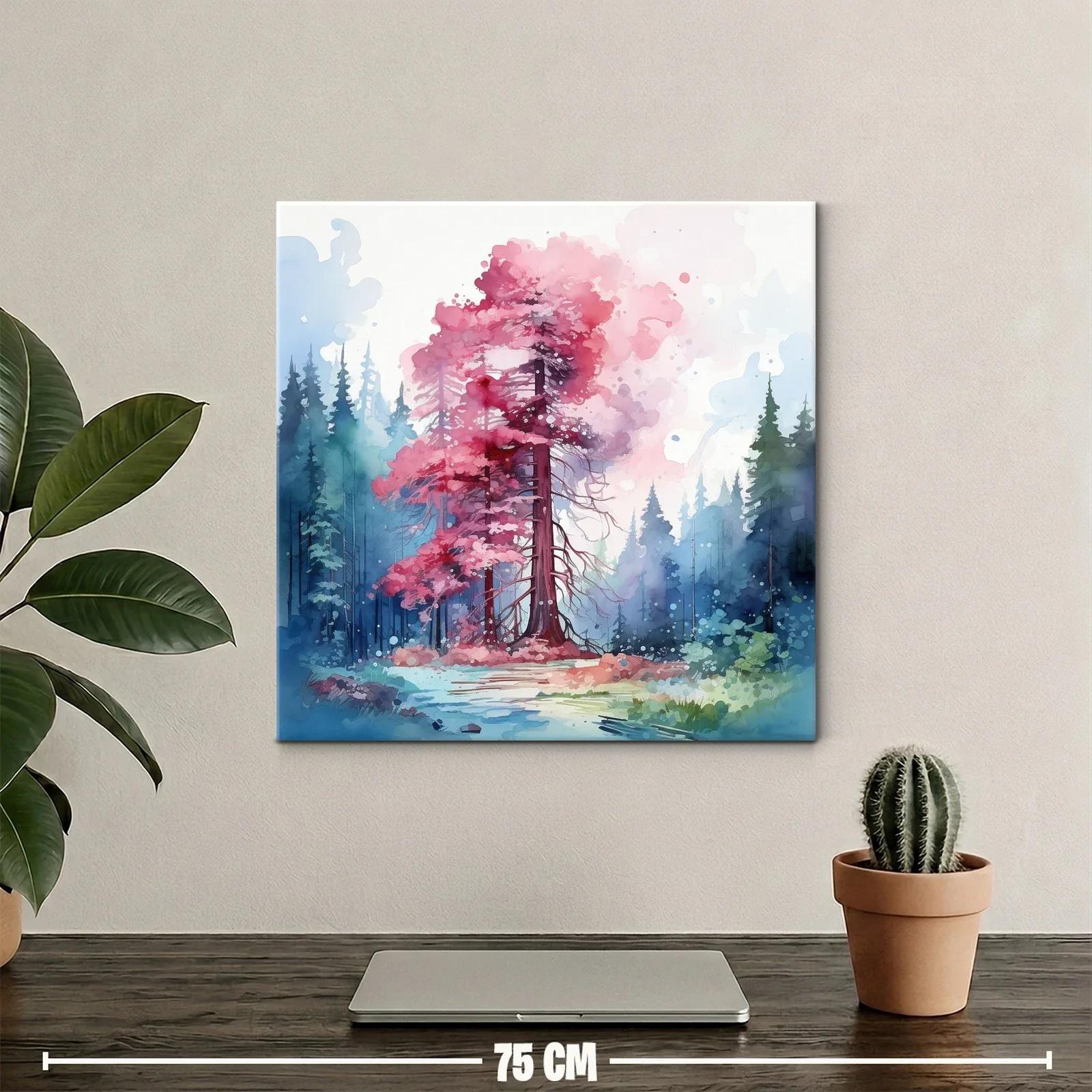 Bosque encantado con árbol de follaje rosa vibrante — miniatura 2