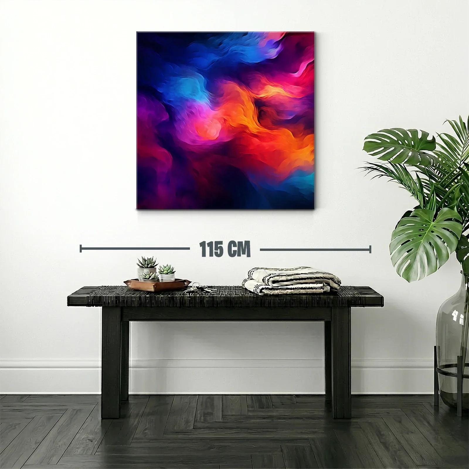 Cuadro abstracto con vibrantes tonos cálidos y fríos en movimiento — miniatura 2