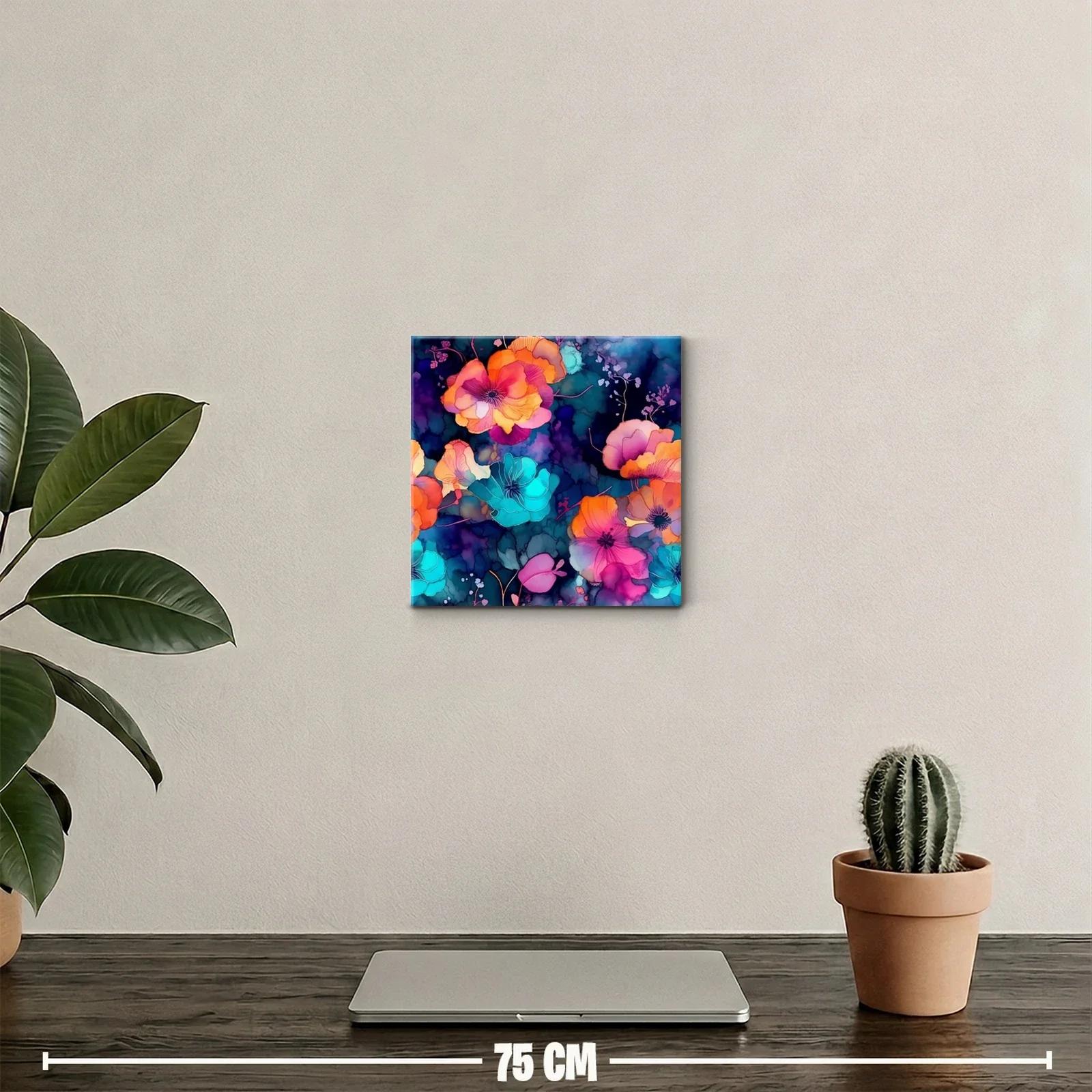 Cuadro Floral con Colores Vibrantes y Contrastes Profundos — miniatura 2