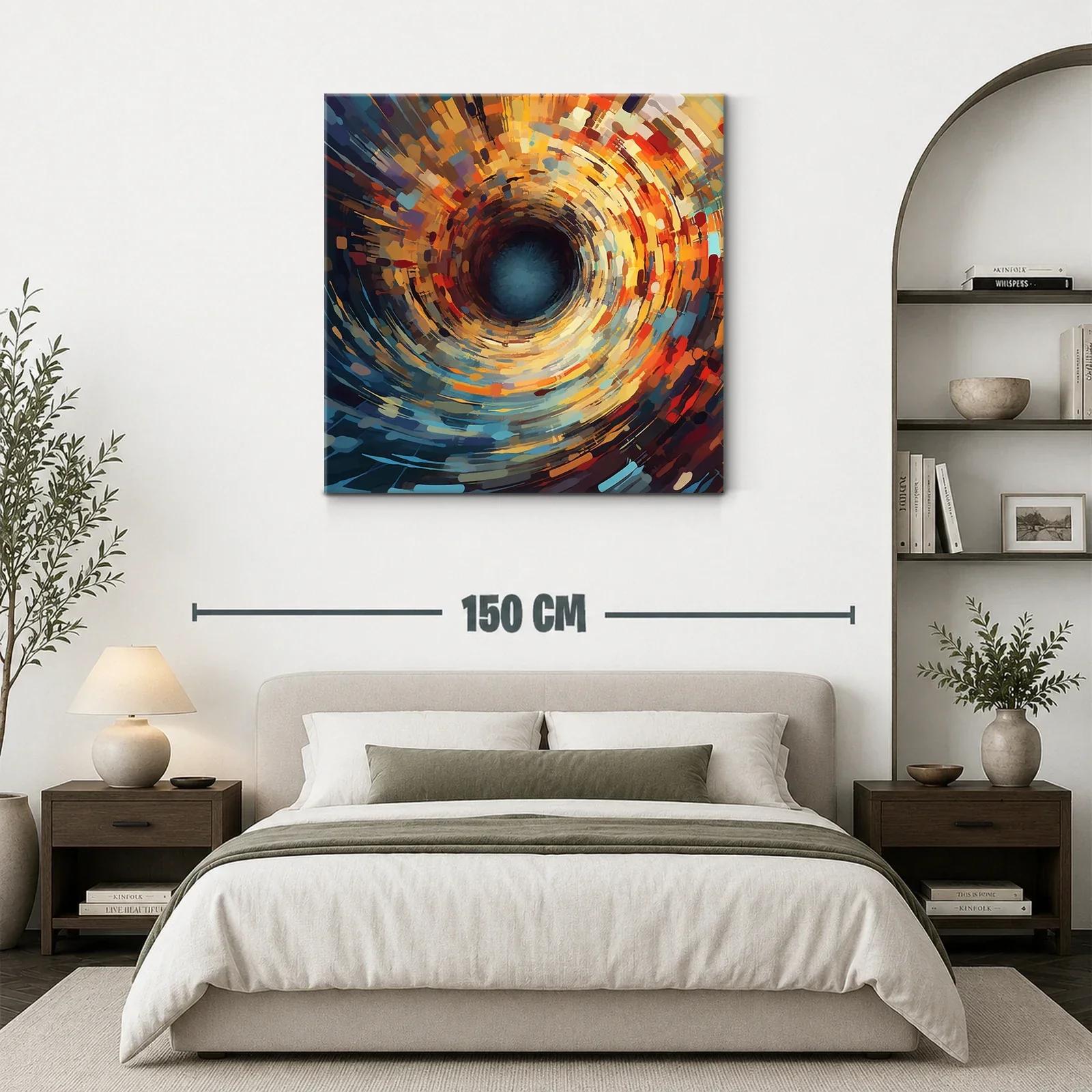 Cuadro abstracto de remolino en tonos cálidos y fríos — miniatura 3
