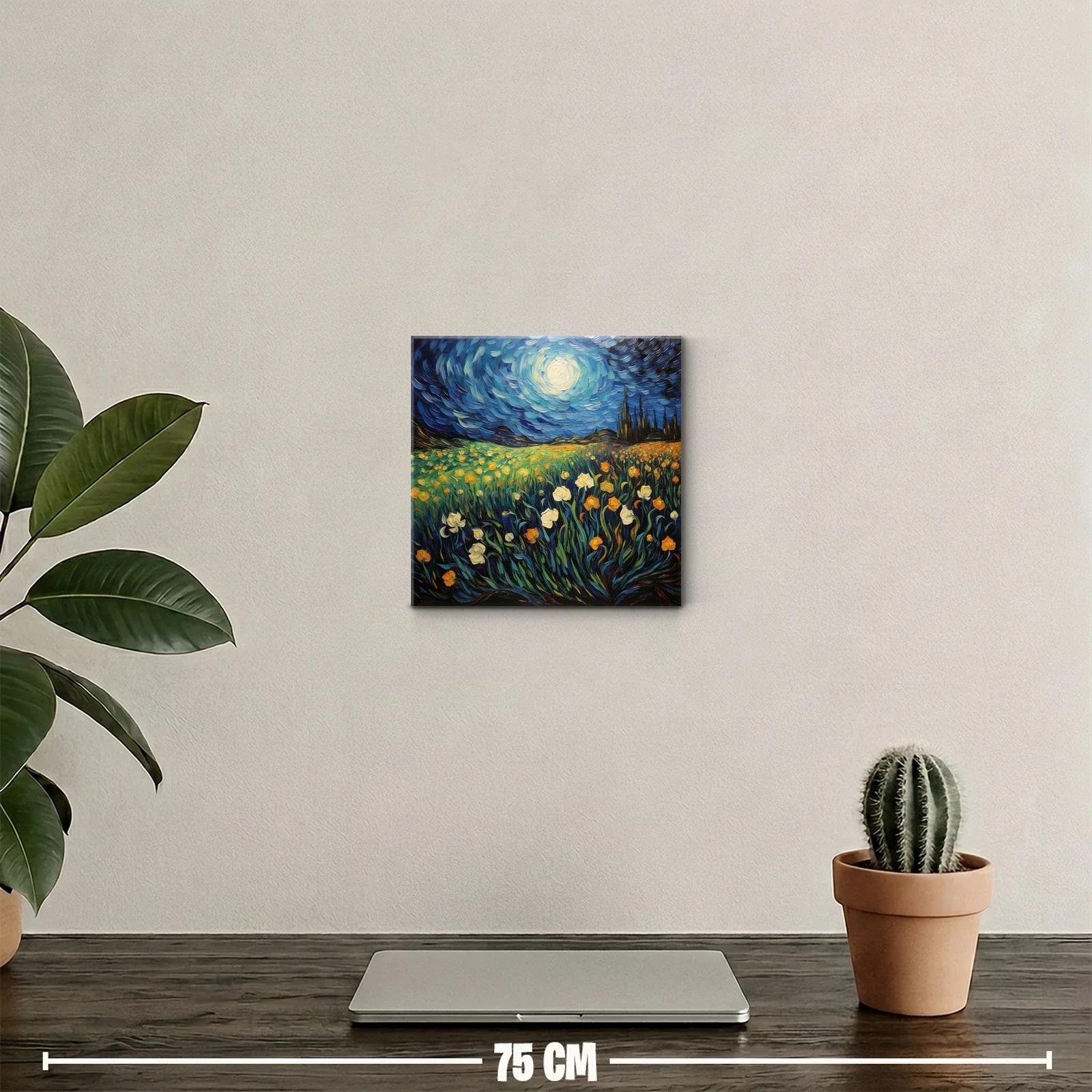 Campo de flores bajo cielo nocturno brillante — miniatura 2