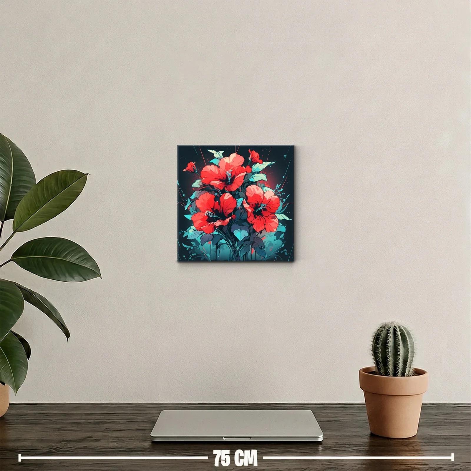 Ramo vibrante de flores rojas con toques celestes — miniatura 2