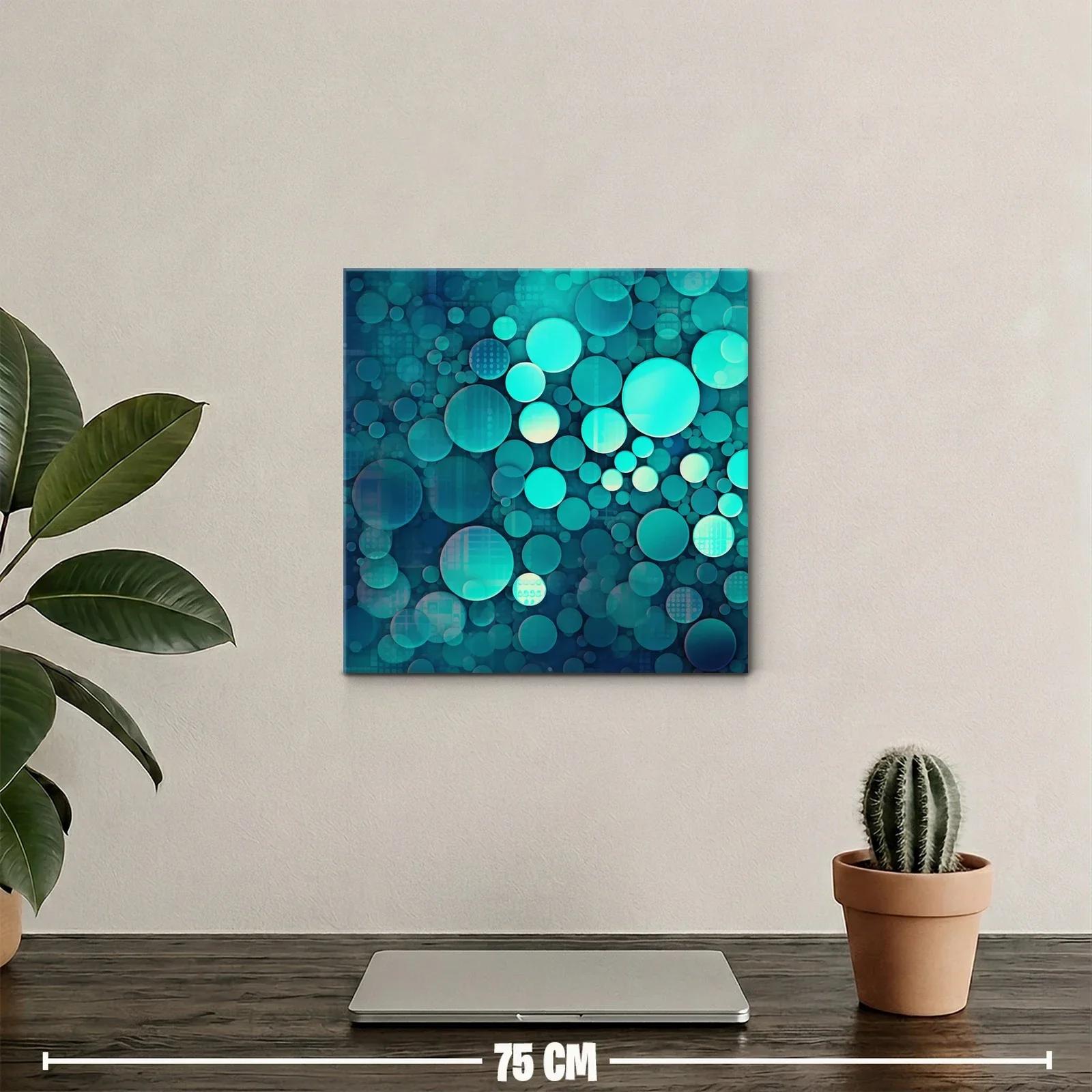 Composición abstracta con círculos en tonos turquesa y azul — miniatura 2