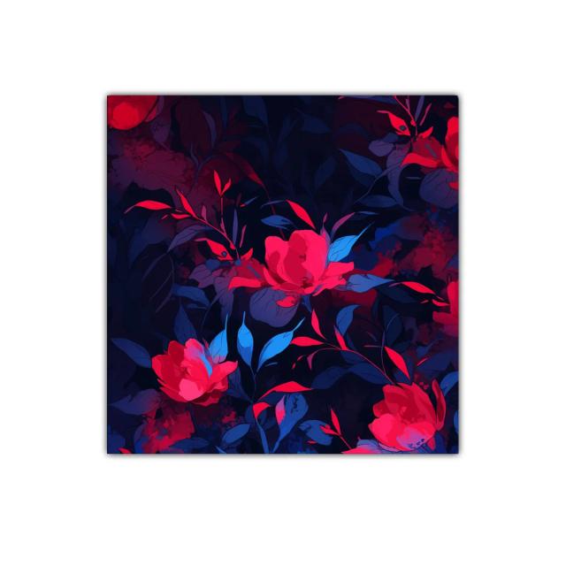 Flores vibrantes en tonos rojo y azul oscuro para decorar