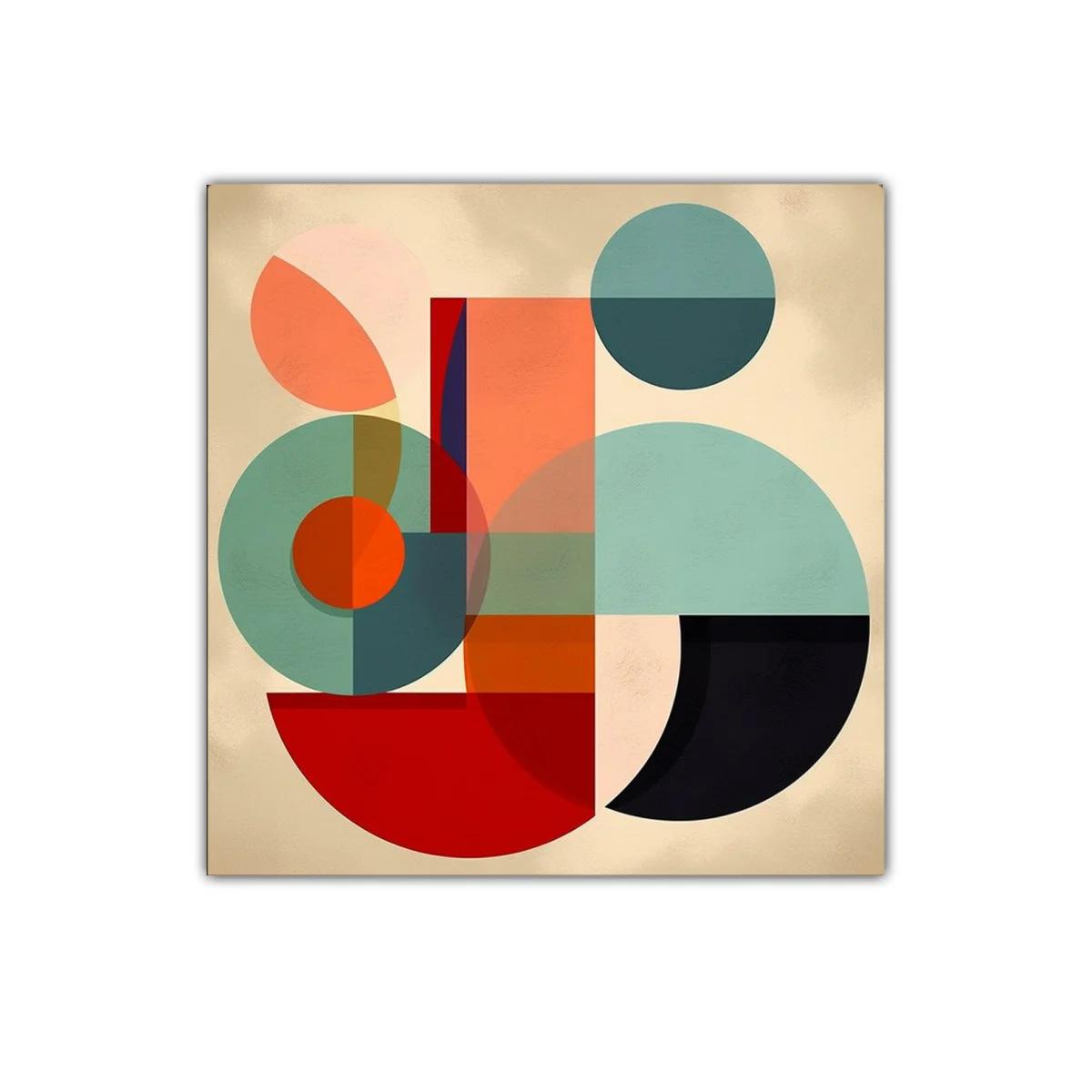 Composición geométrica con tonos cálidos y fríos equilibrados