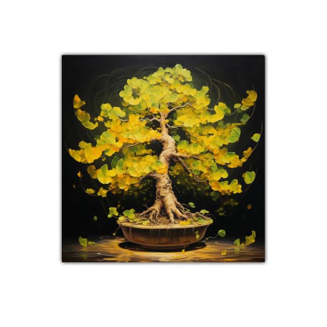 Armonía natural en árbol bonsái de hojas amarillas vibrantes