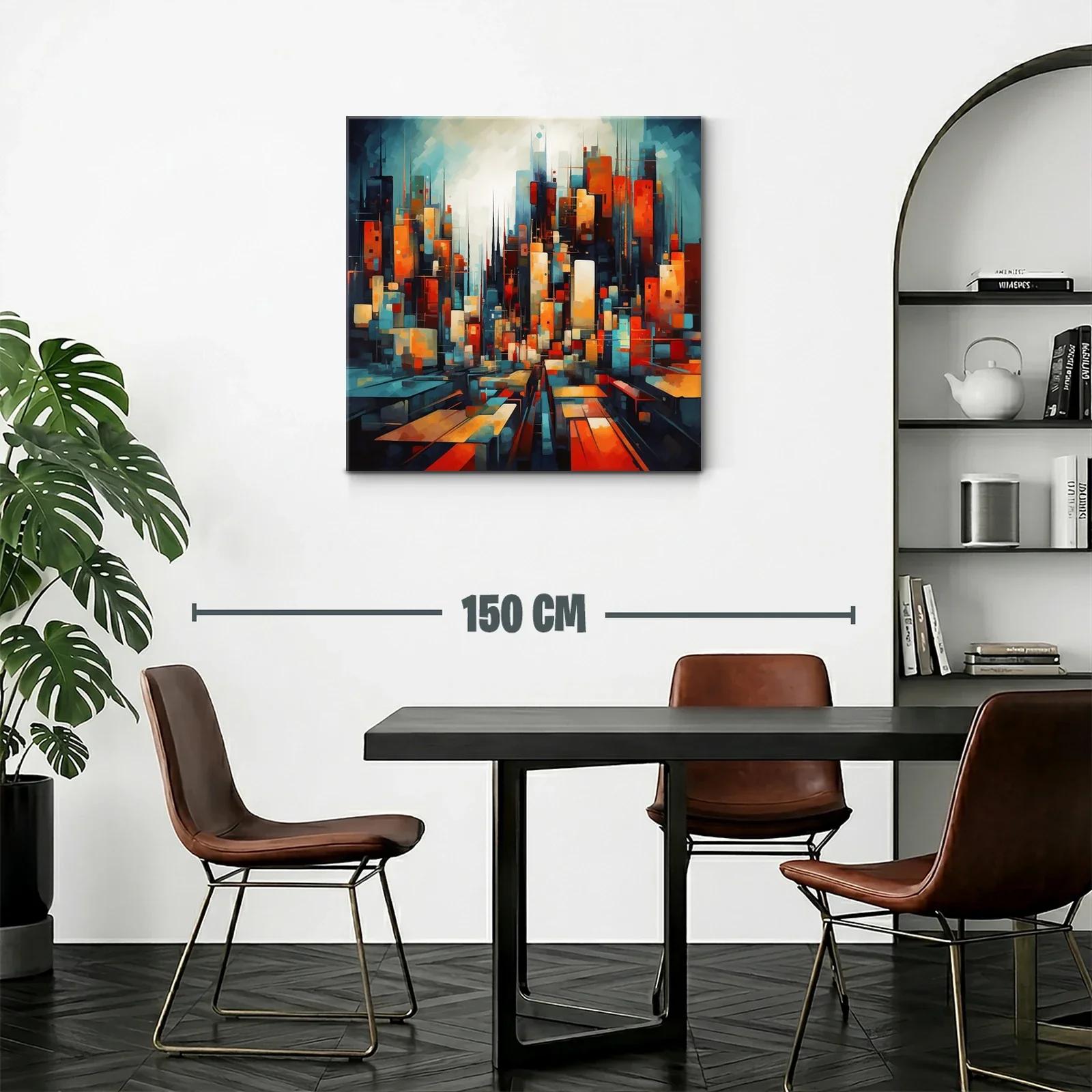 Ciudad vibrante en tonos cálidos y fríos contrastantes — miniatura 2